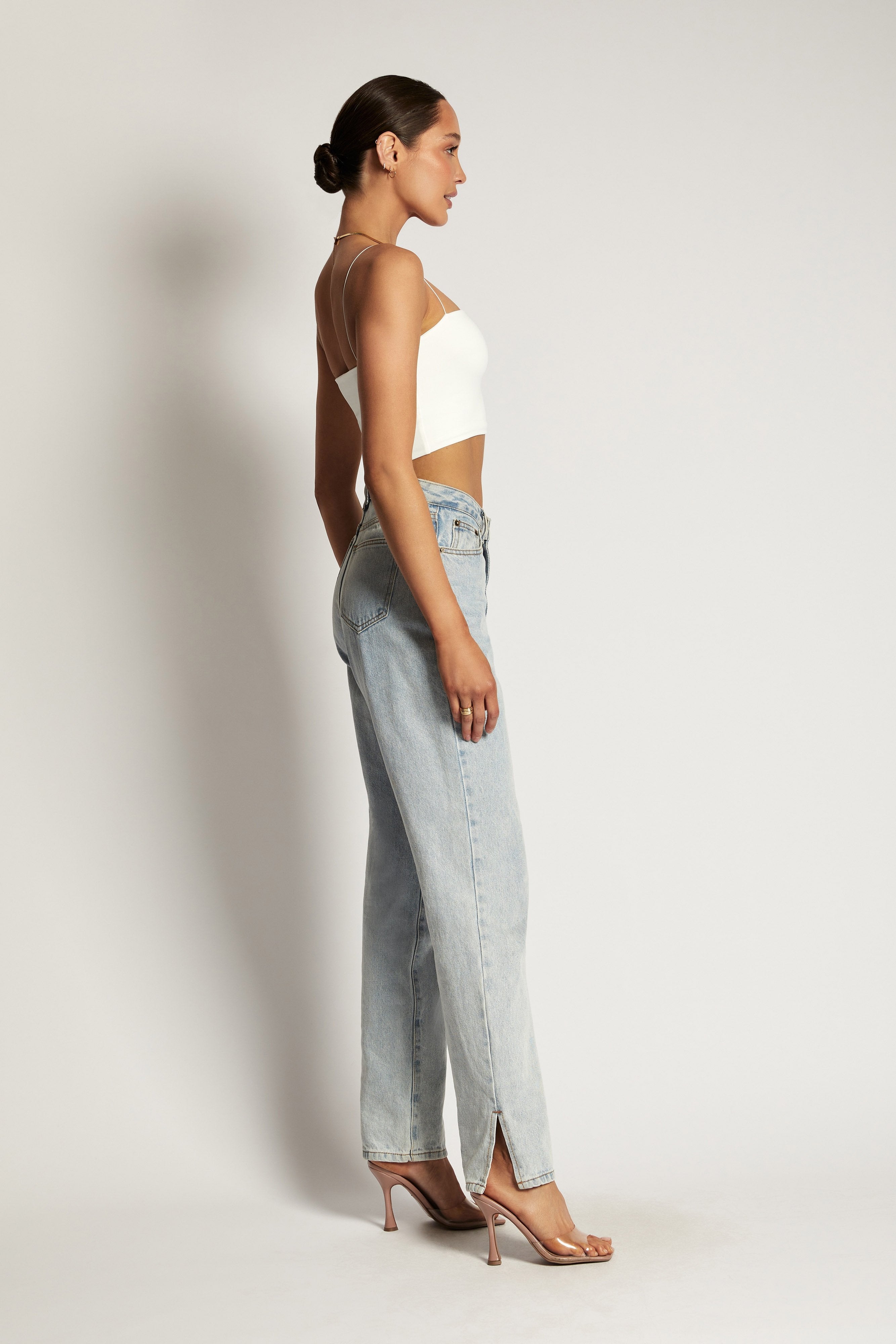 MESHKI Yvonne Cami Crop Top - White