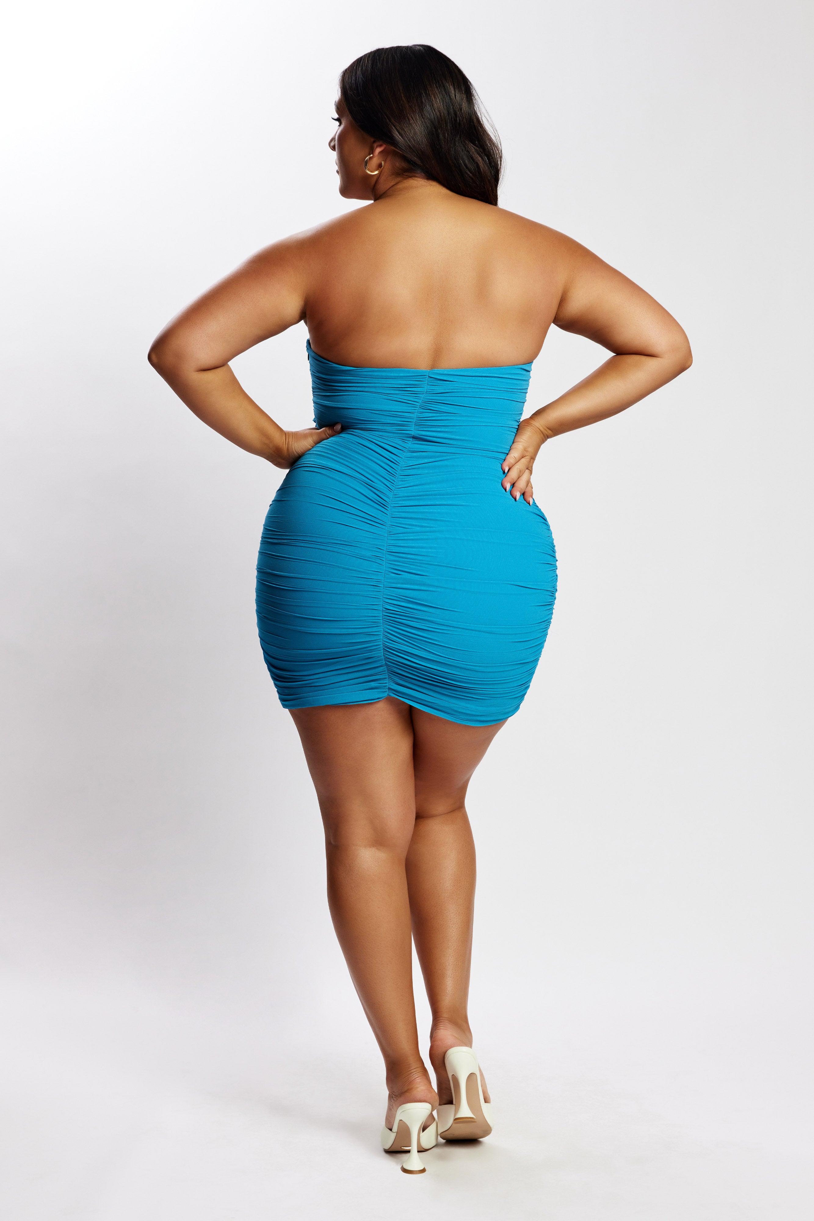 MESHKI Suzanna Ruched Mini Dress - Marine Blue
