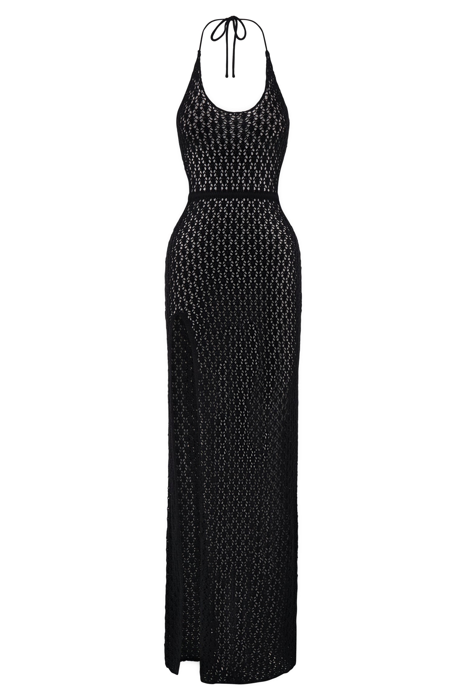 Malia Cut Out Crochet Maxi Dress - Black - myromanceshops