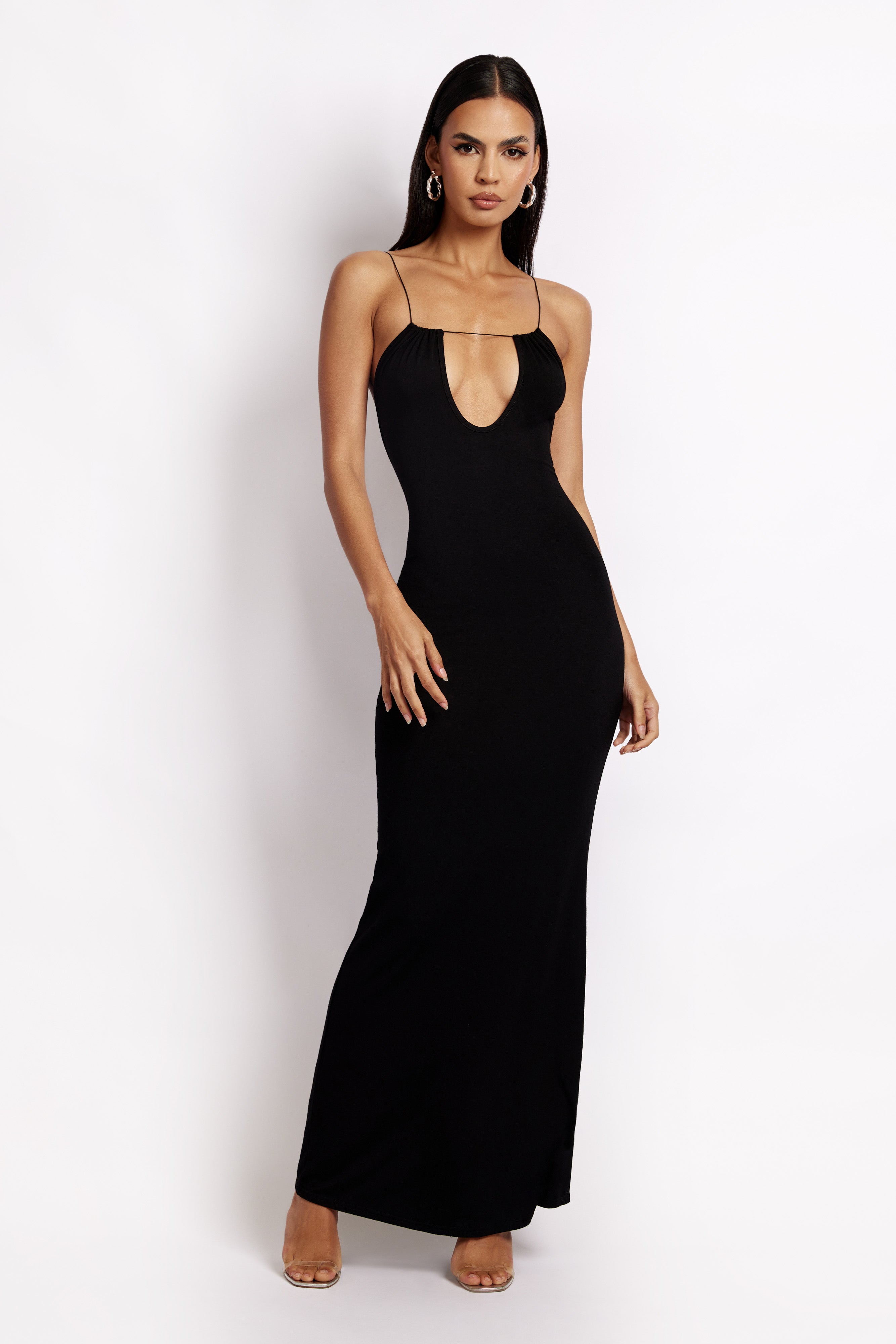 MESHKI Kirsty Strappy Circle Cutout Maxi Dress - Black