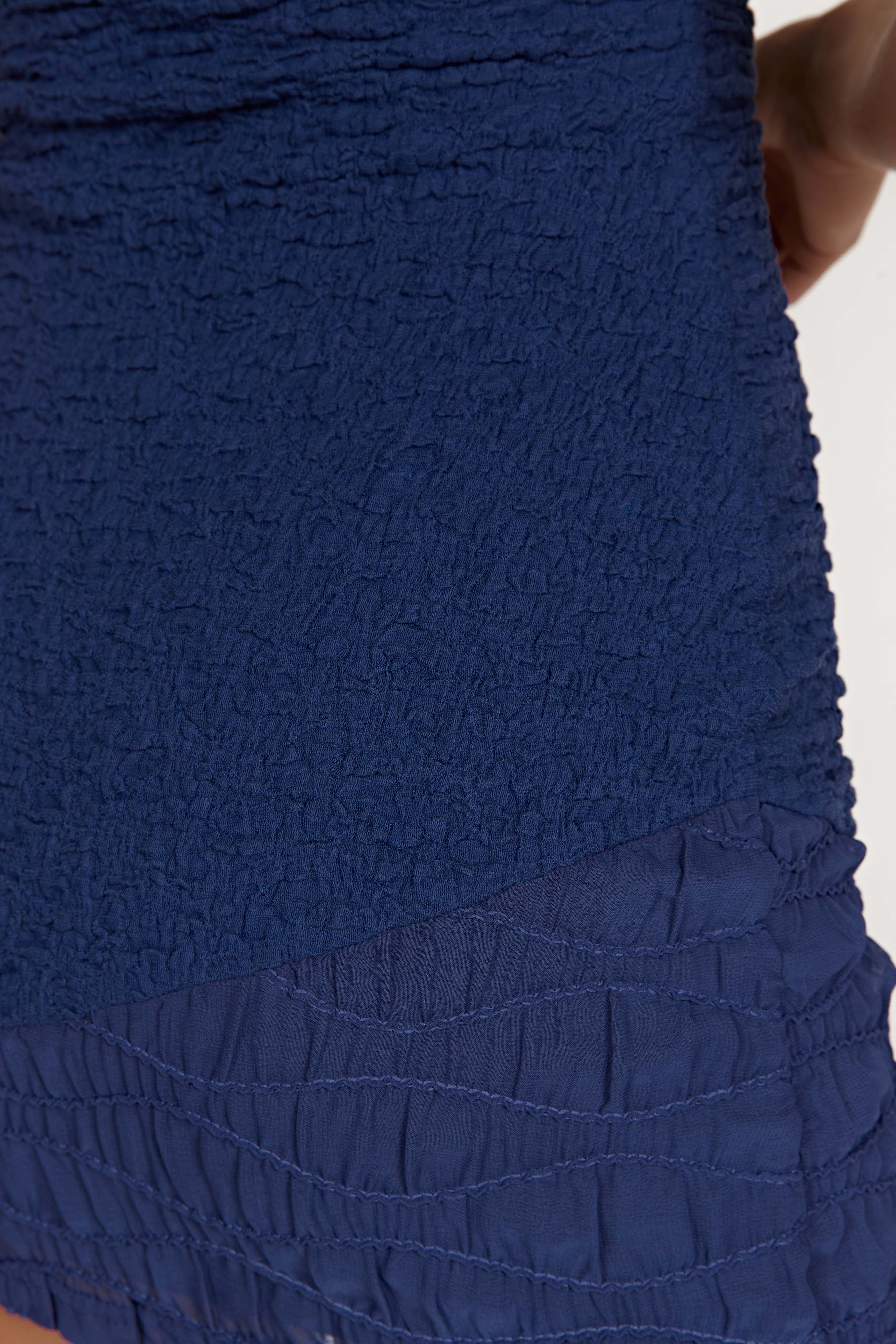 MESHKI Gemina Textured Strapless Mini Dress - Midnight Navy