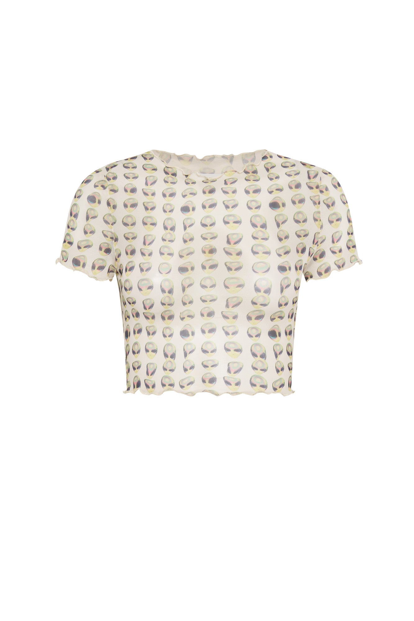 MESHKI Nora Mesh Crop T-Shirt - Alien Print