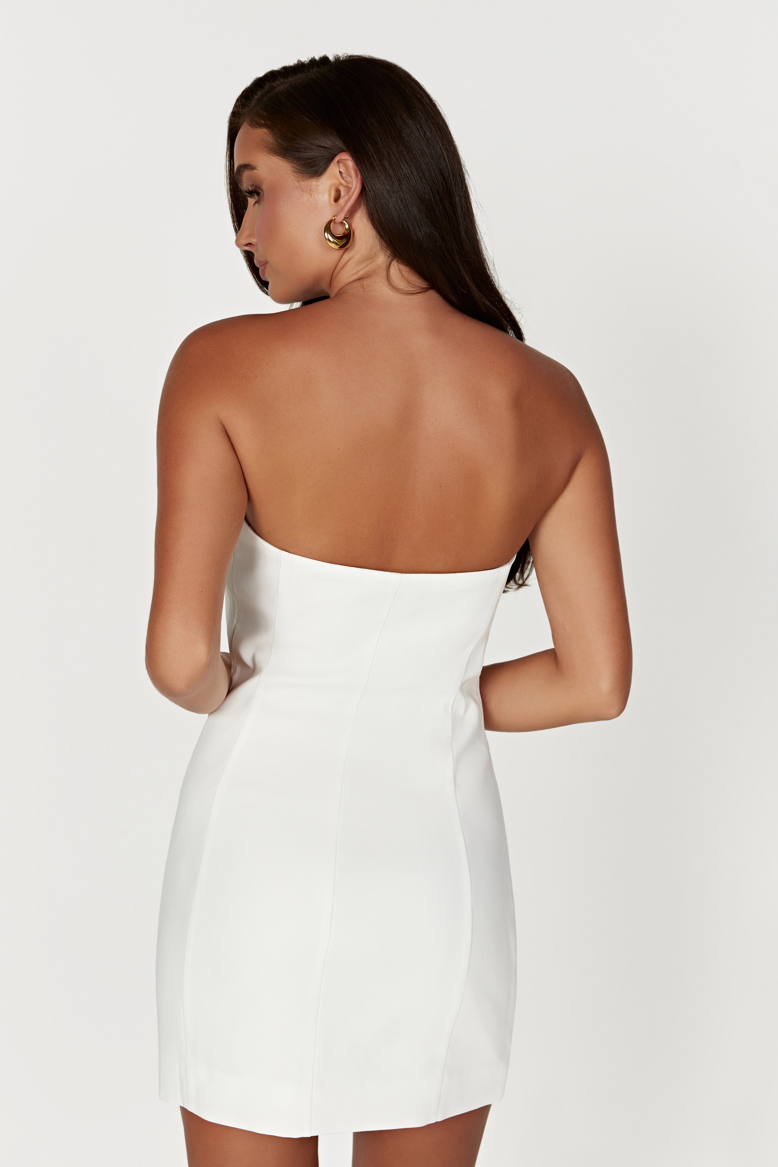 MESHKI Brooks Rose Mini Dress - White