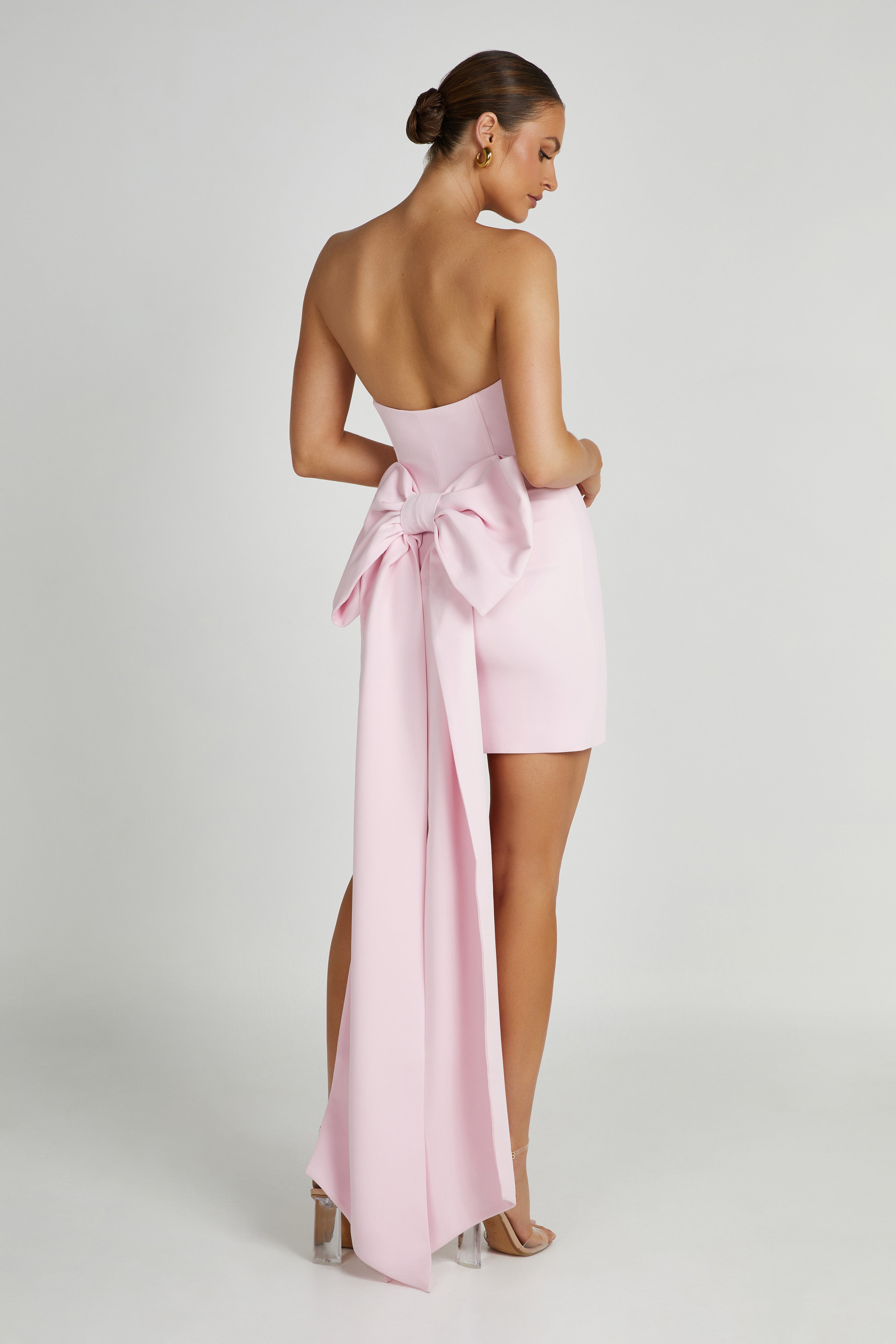 MESHKI Meredith Strapless Bow Mini Dress - Blush Pink