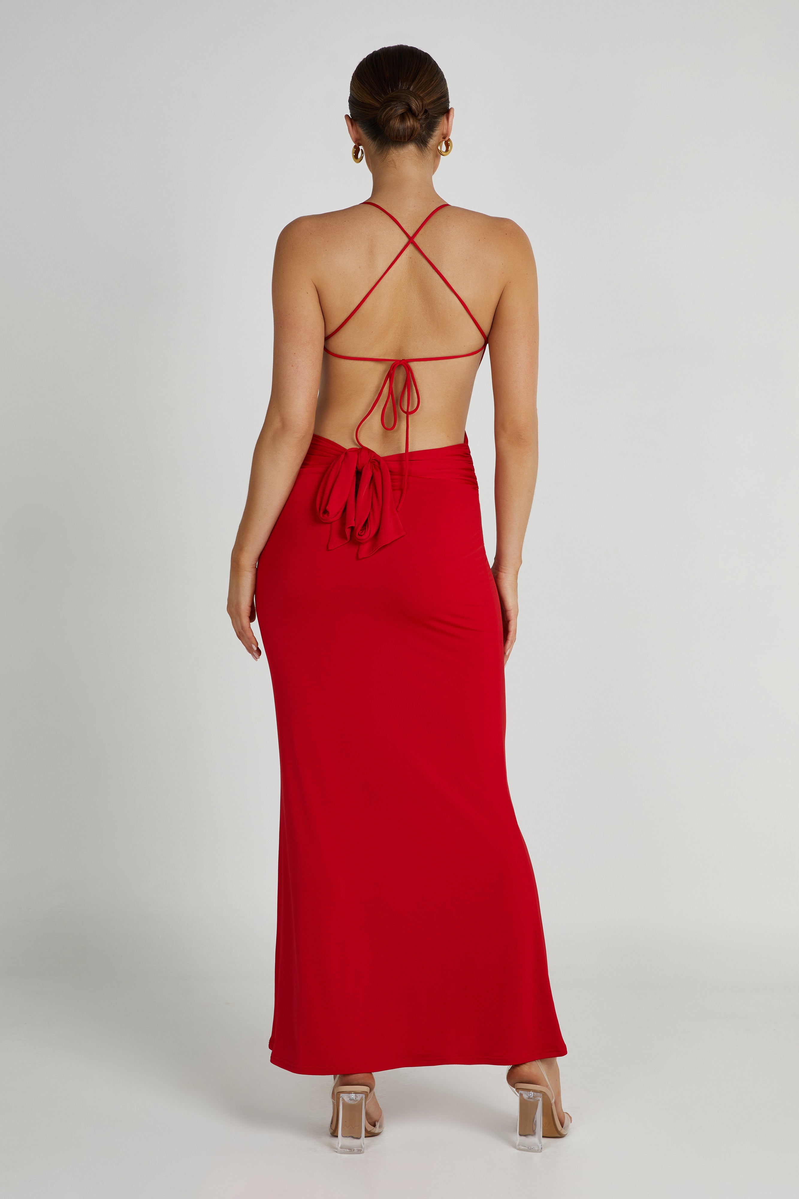 MESHKI Indiana Slinky Maxi Dress - Red