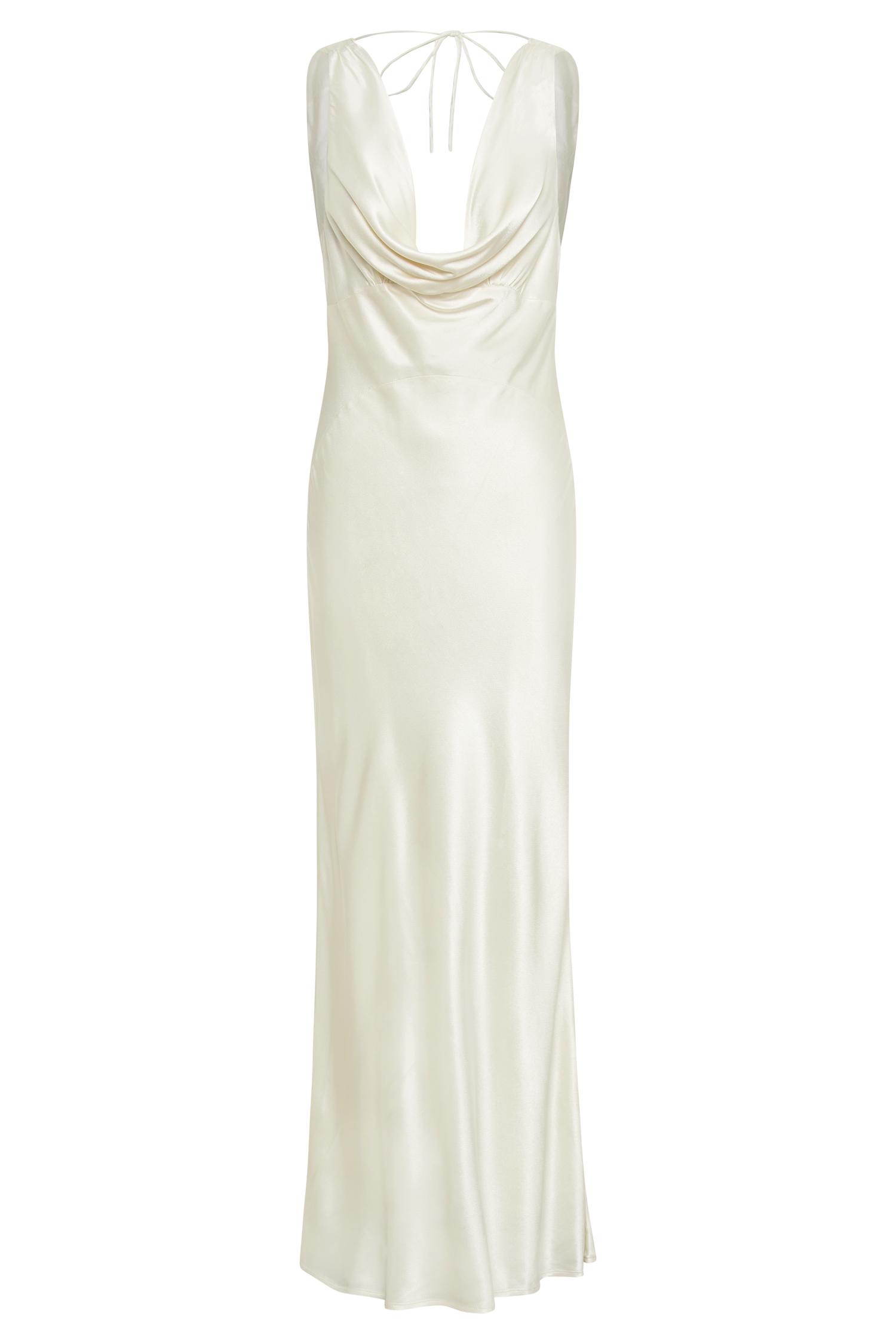 Angelique Satin Cowl Back Maxi Dress - Ivory - myromanceshop