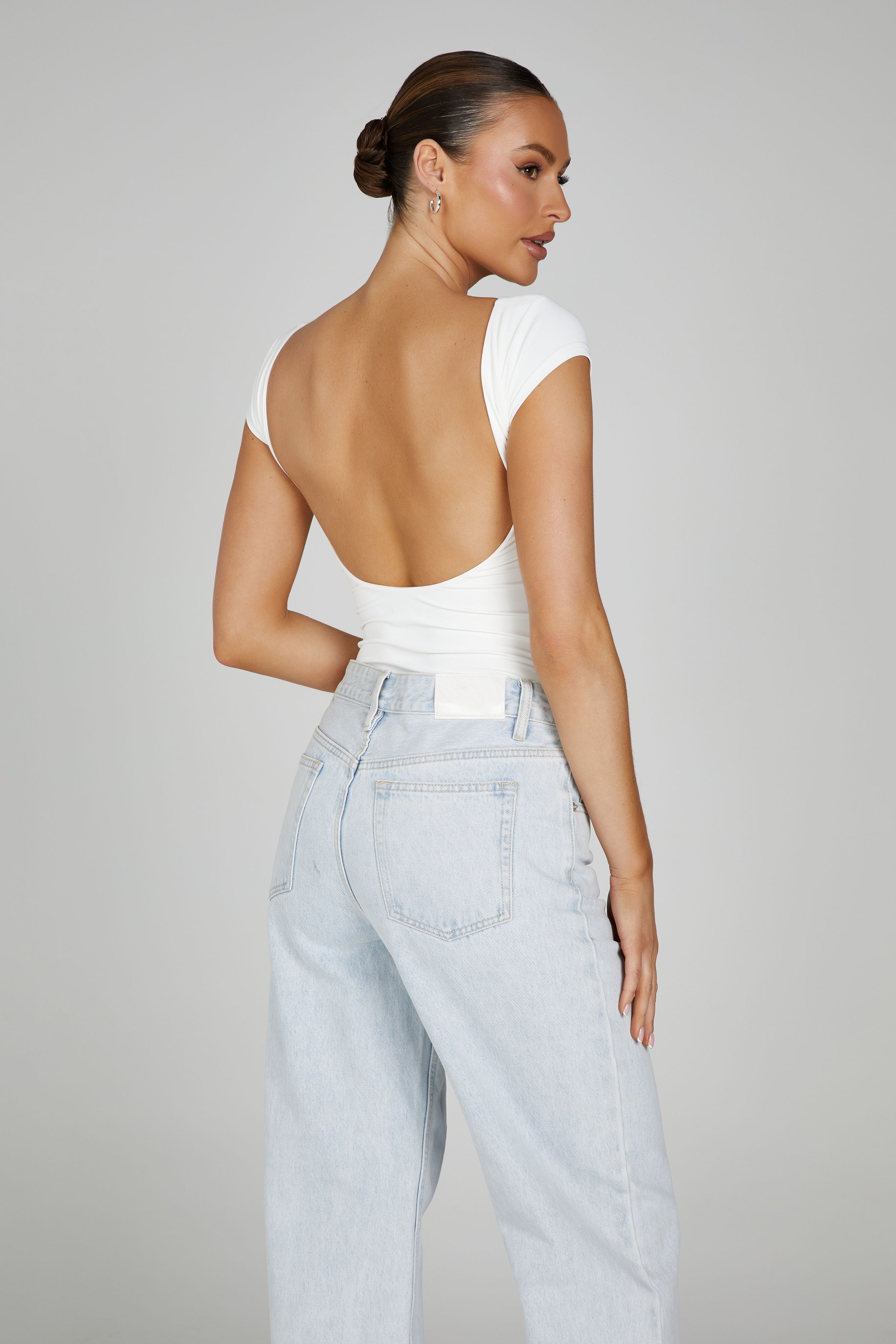 MESHKI Reyna Recycled Nylon Longline Top - White