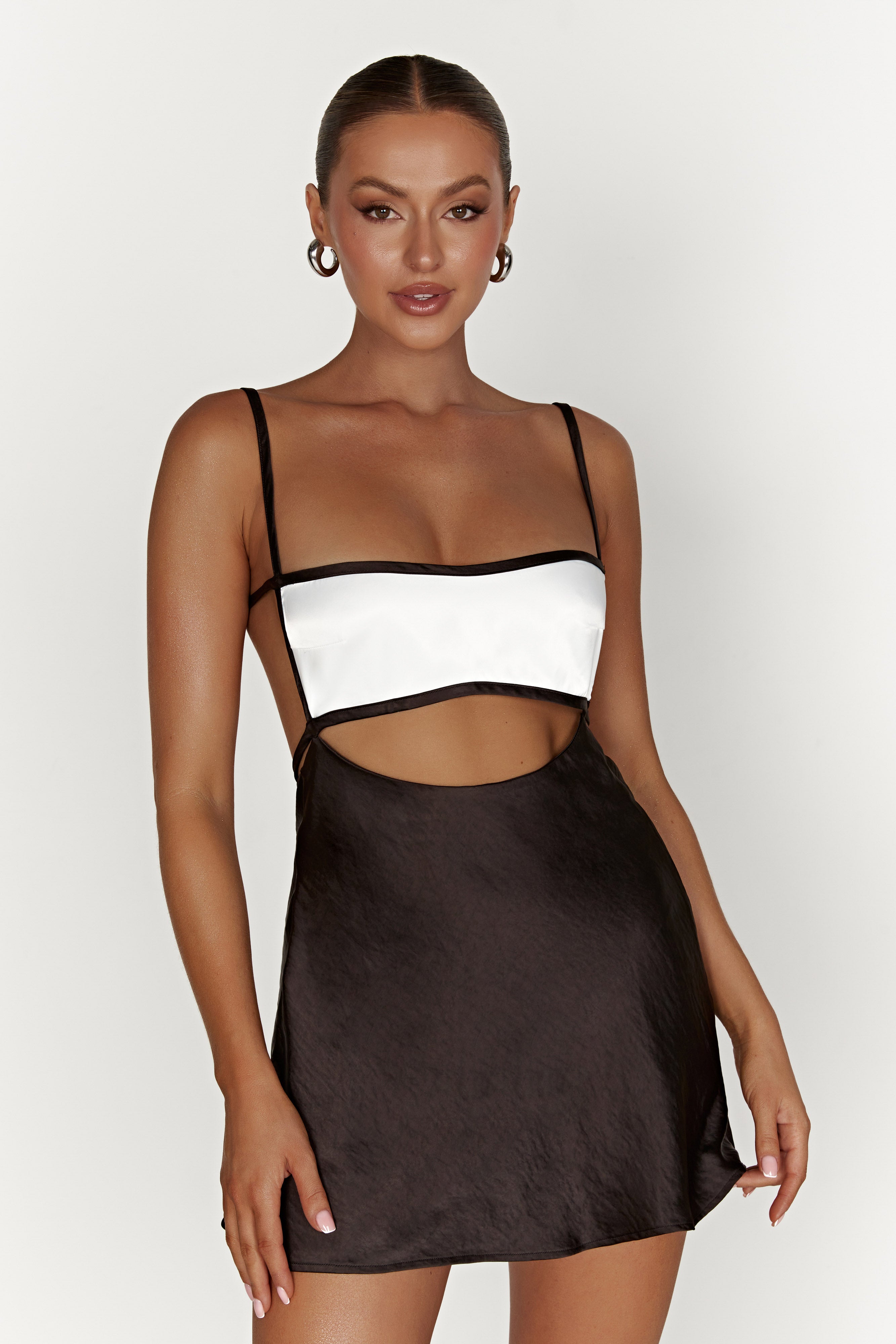 MESHKI Veda Two Tone Mini Dress - Black