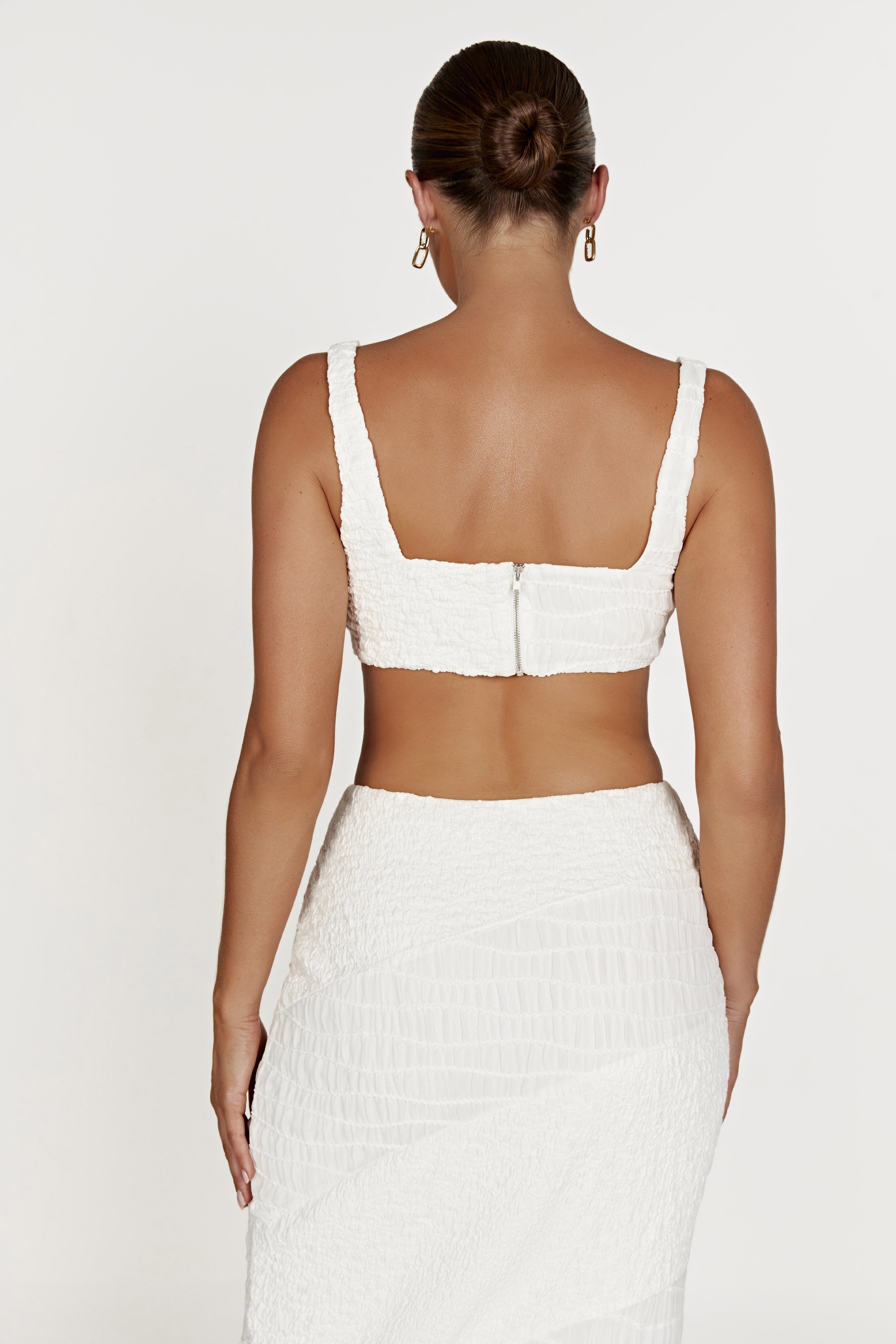 MESHKI Nyah Textured Midi Skirt - White