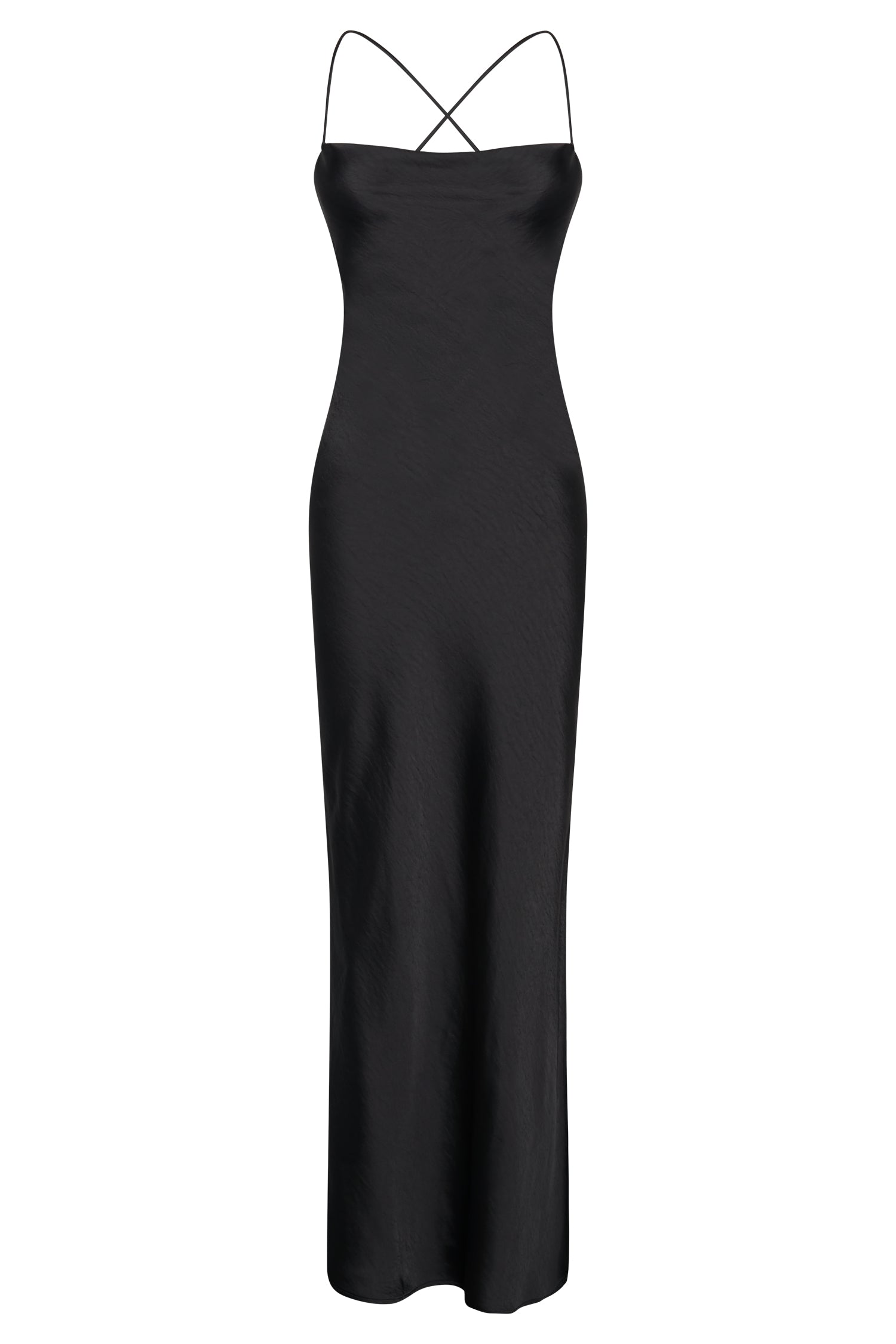 MESHKI Sydney Straight Neck Slip Maxi Dress - Black