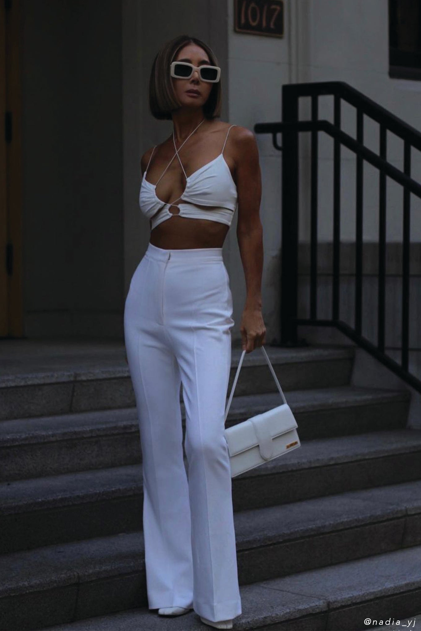 MESHKI Phoenix Cut Out Ruched Crop Top - White