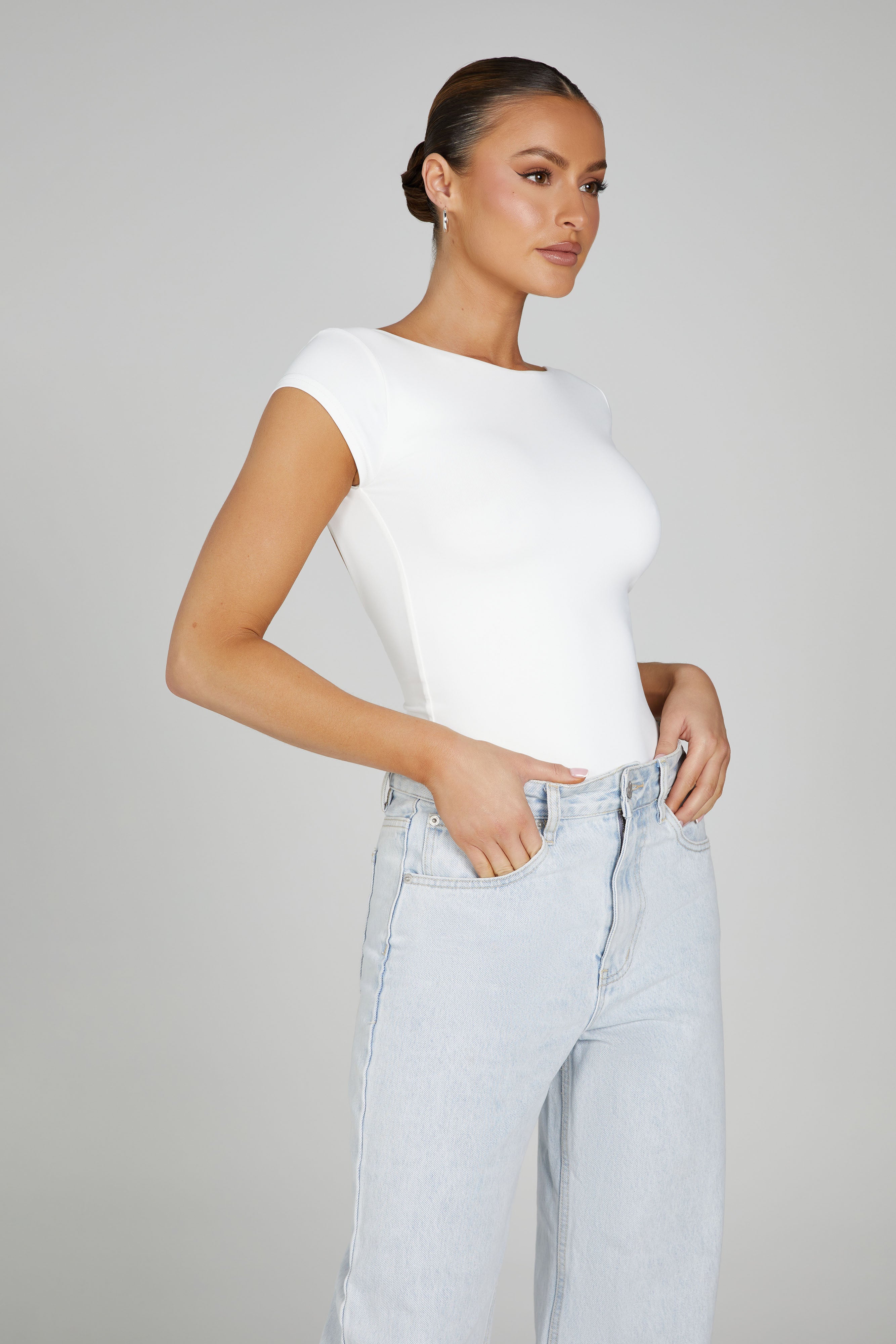 MESHKI Reyna Recycled Nylon Longline Top - White