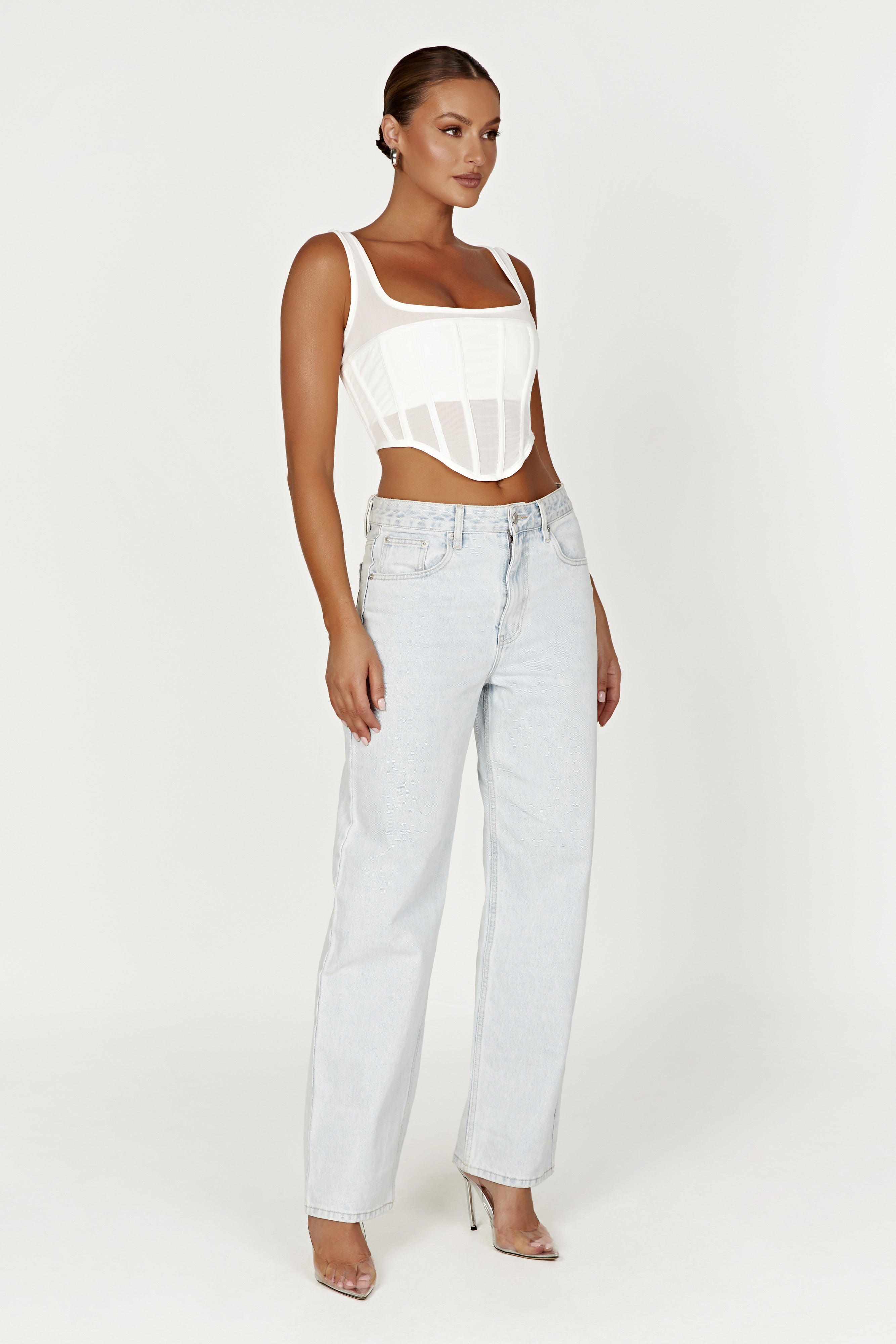 MESHKI Delaney Corset Bustier - White