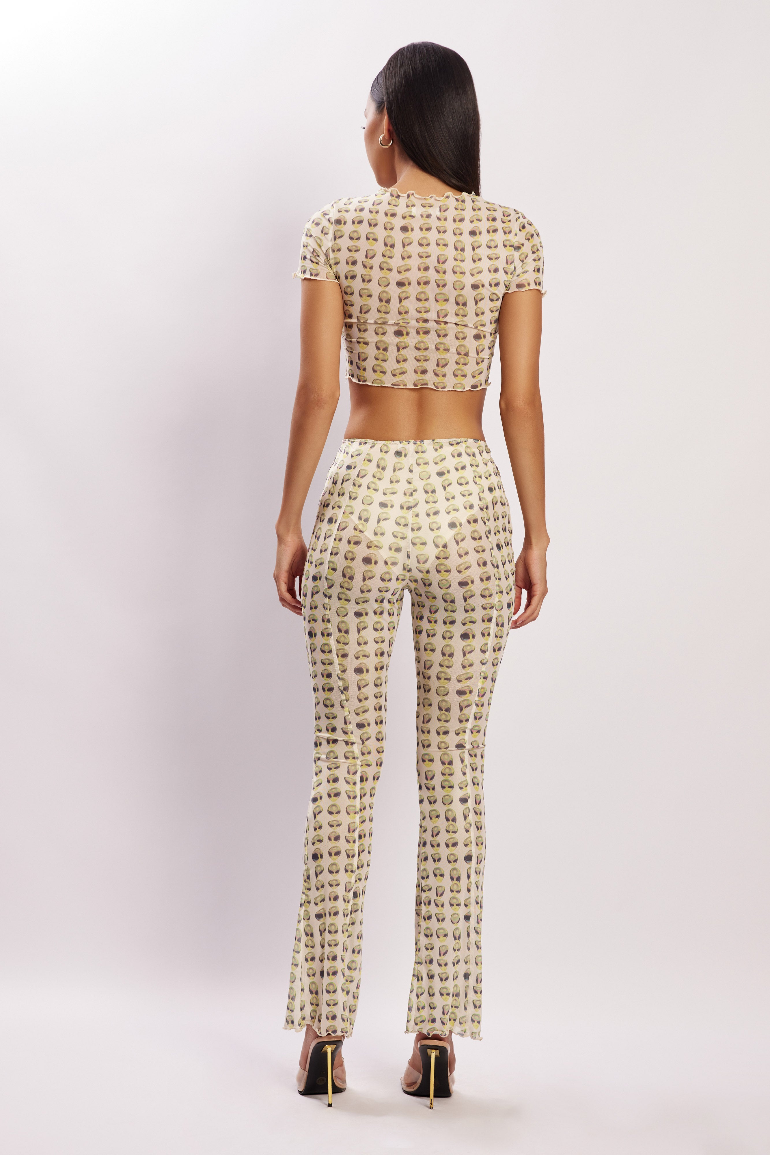 MESHKI Nora Mesh Crop T-Shirt - Alien Print