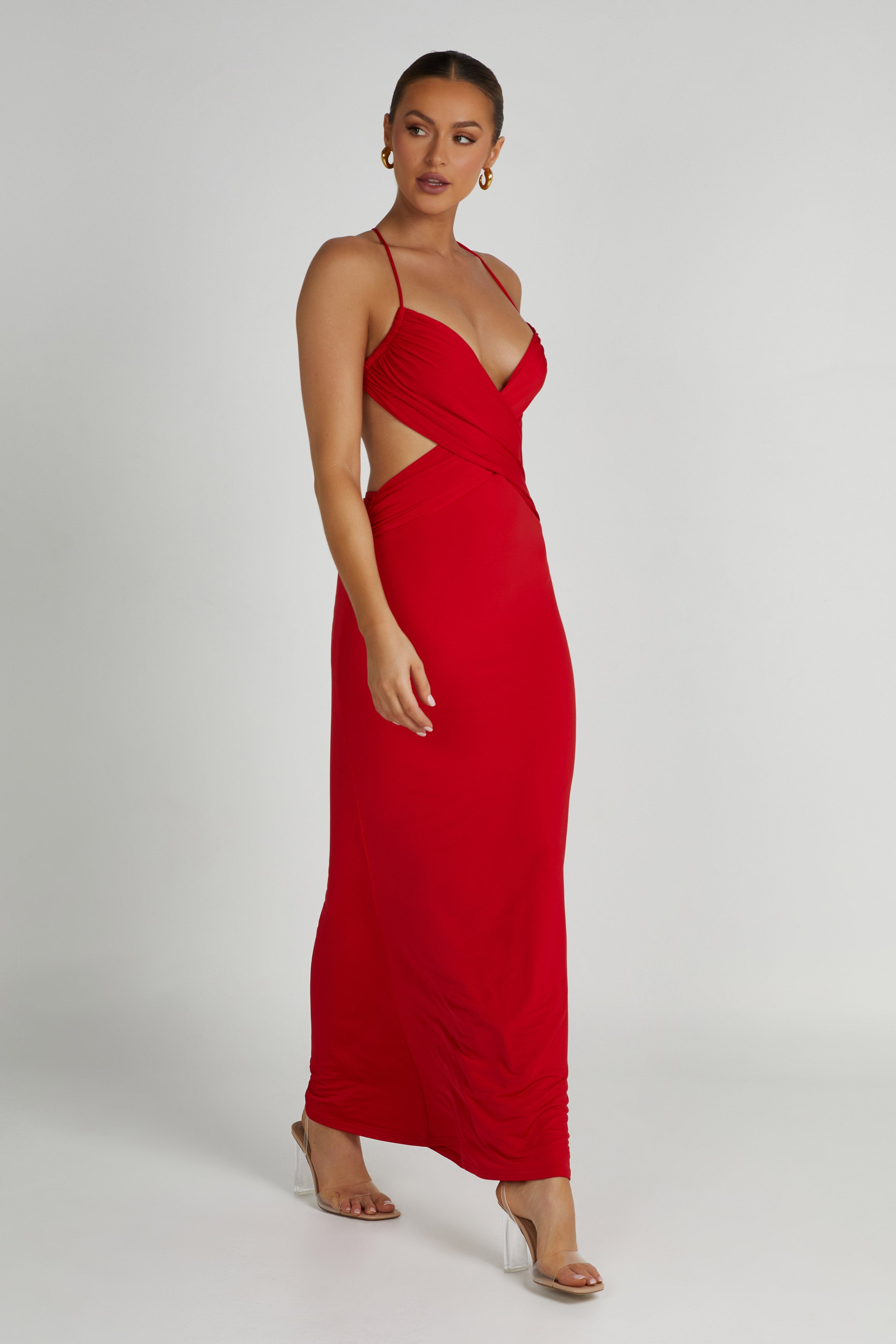 MESHKI Indiana Slinky Maxi Dress - Red
