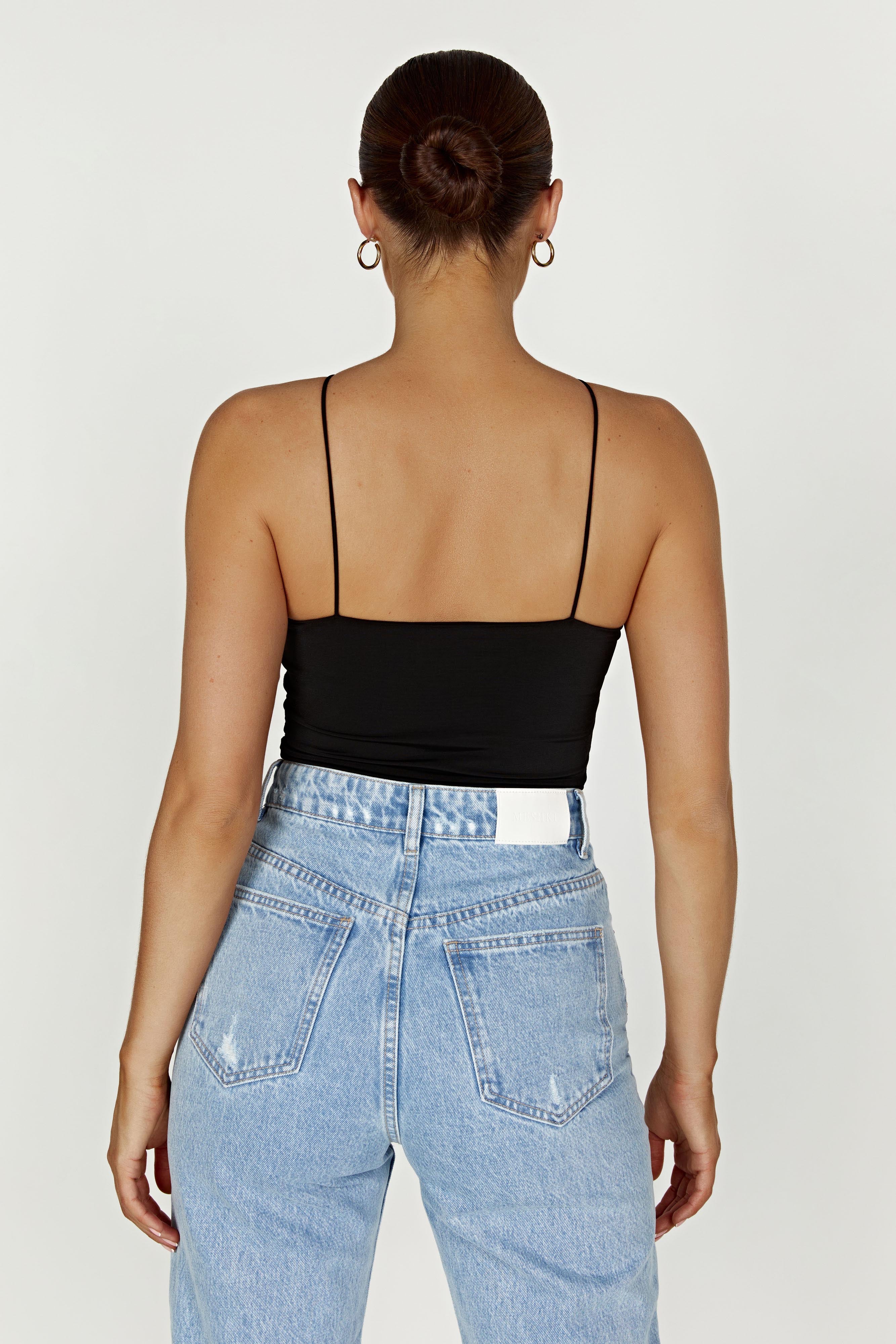MESHKI Adeline Rose Halter Top - Black