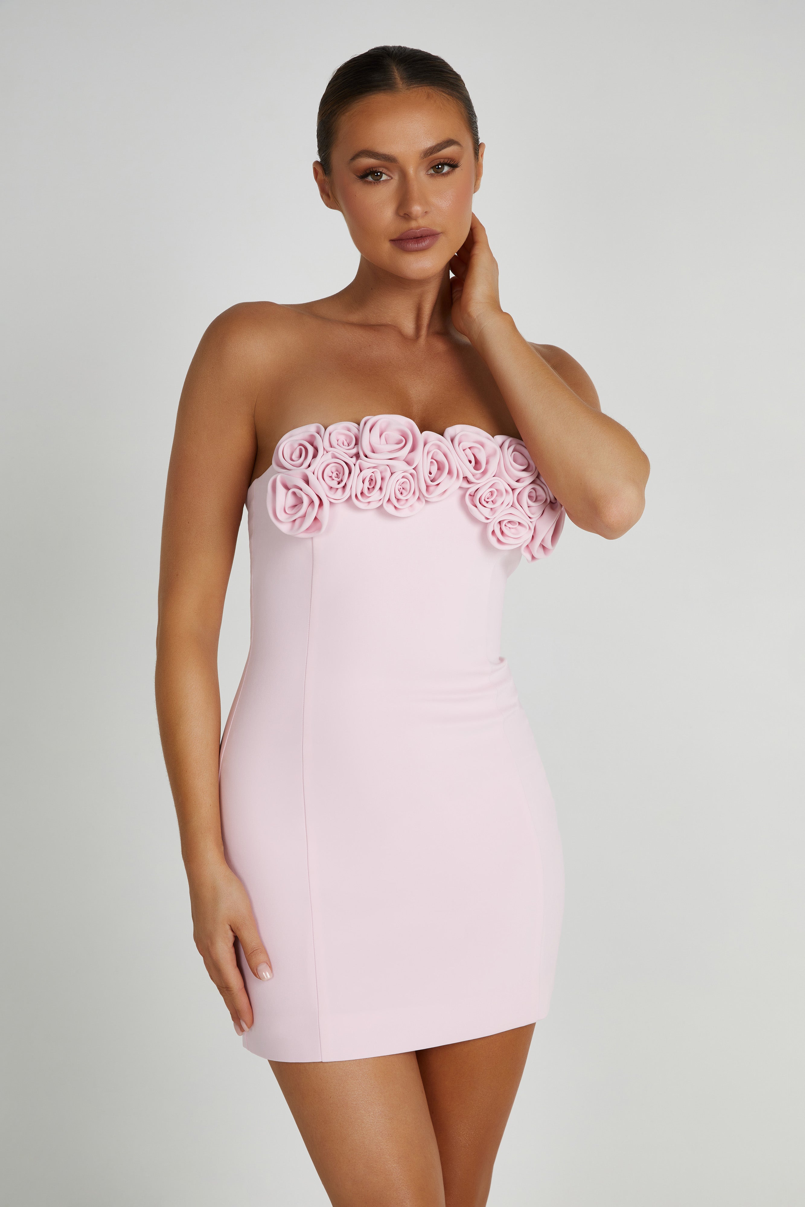 MESHKI Valentine's Day roses Mini Dress - Blush Pink