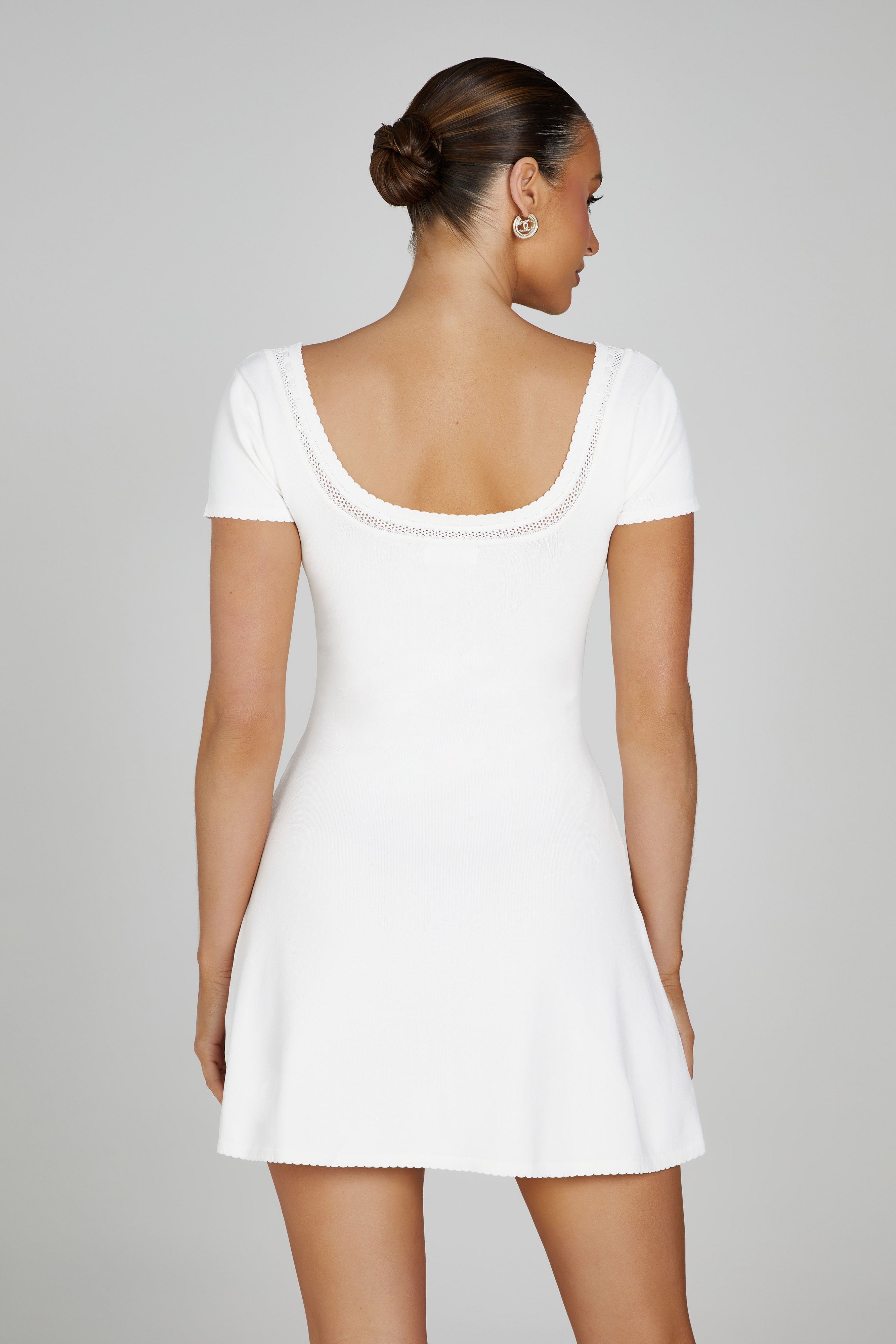 MESHKI Georgia Pointelle Knit Mini Dress - White
