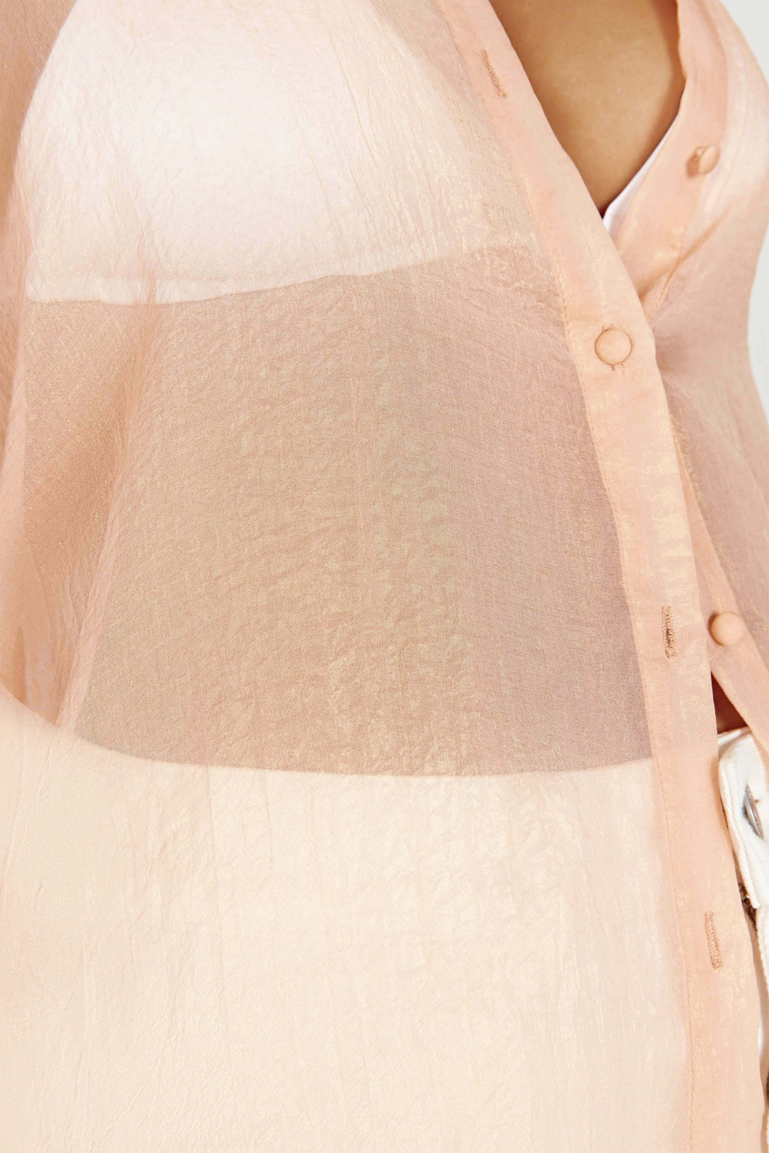 MESHKI Molly Oversized Sheer Iridescent Shirt - Peach