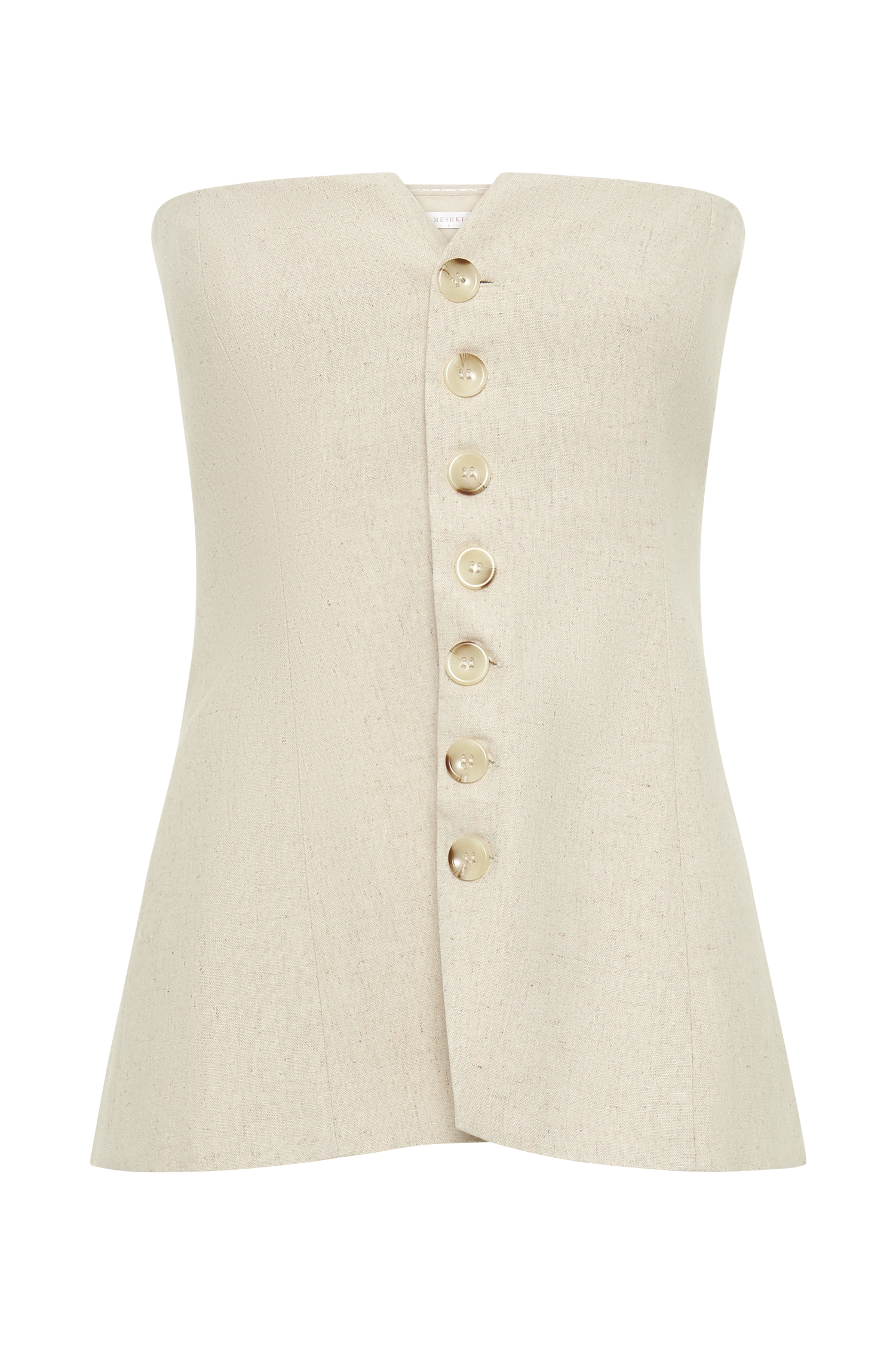 MESHKI Innis Linen Longline Strapless Top - Natural