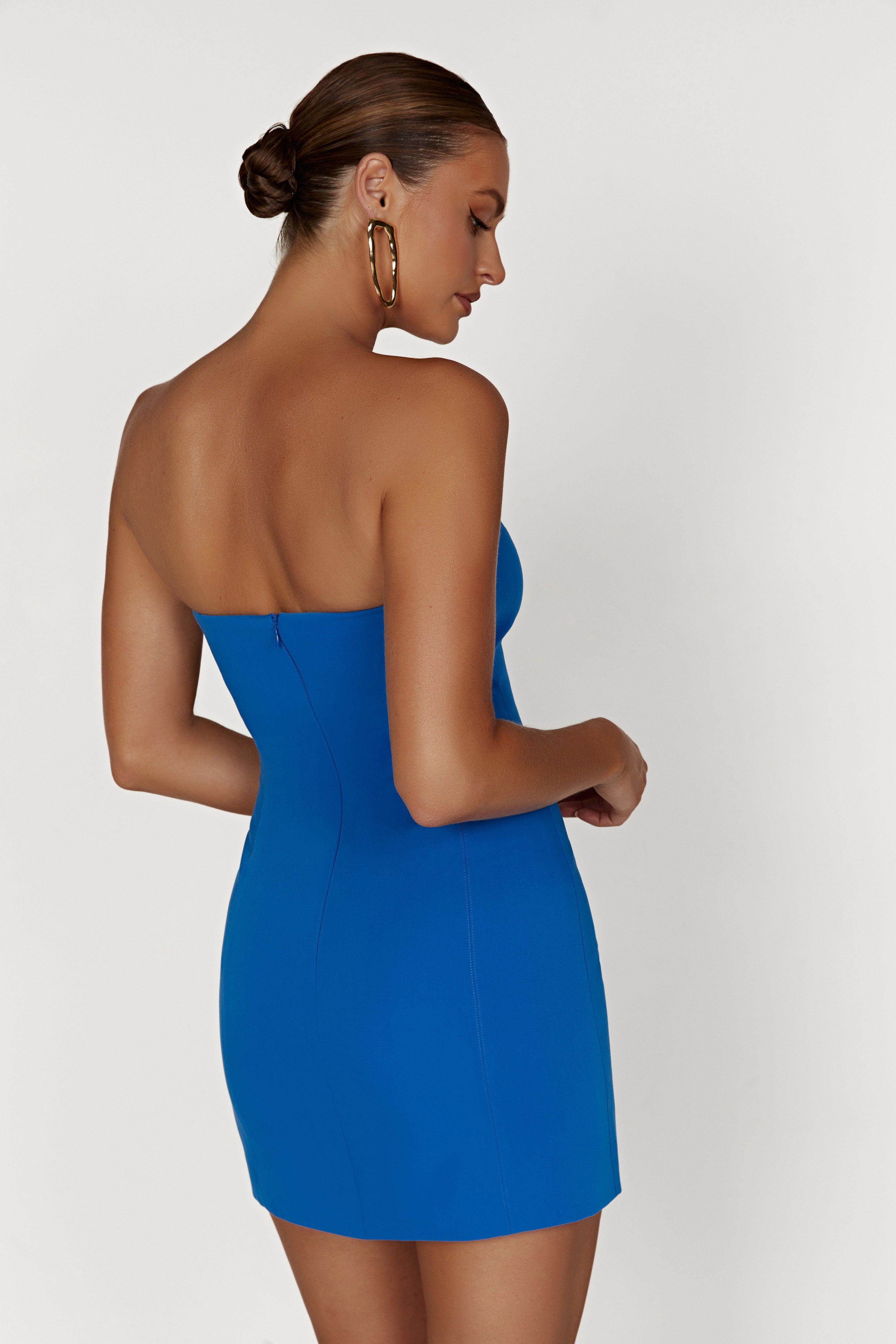 MESHKI Maci Crepe Mini Dress - Cobalt Blue