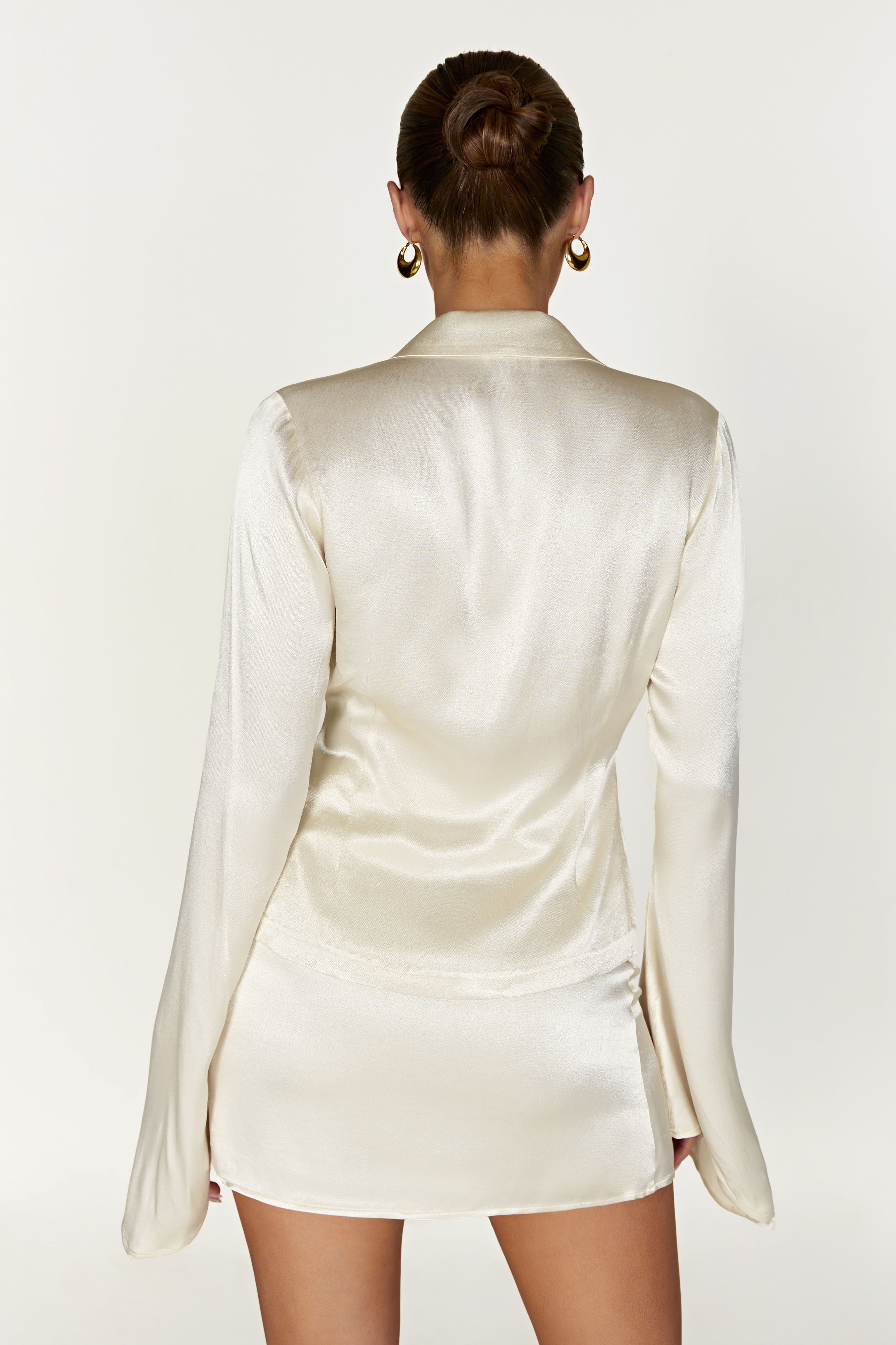 MESHKI Amia Satin Mini Skirt - Ivory