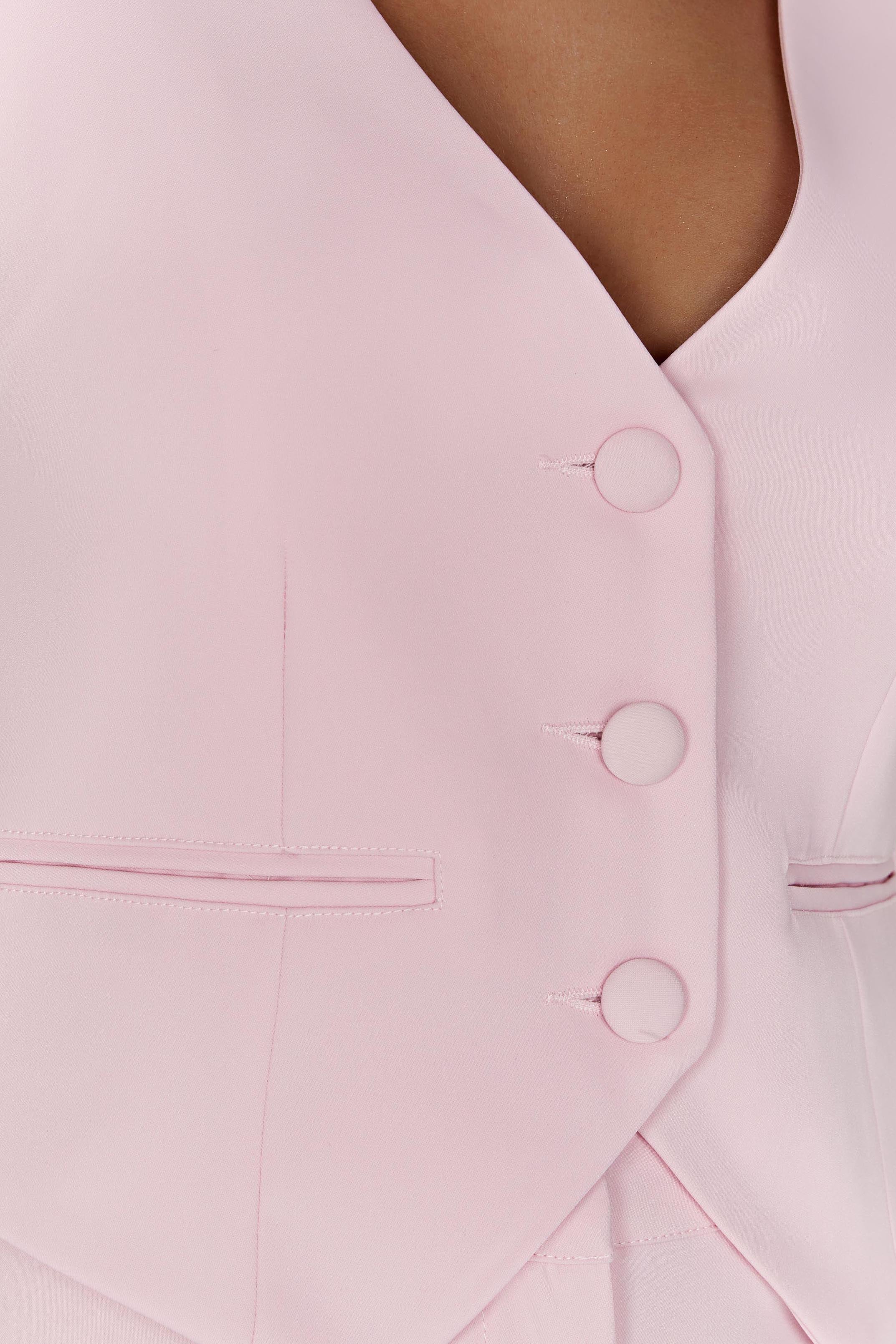 MESHKI Blair Crepe Waist Coat - Blush Pink