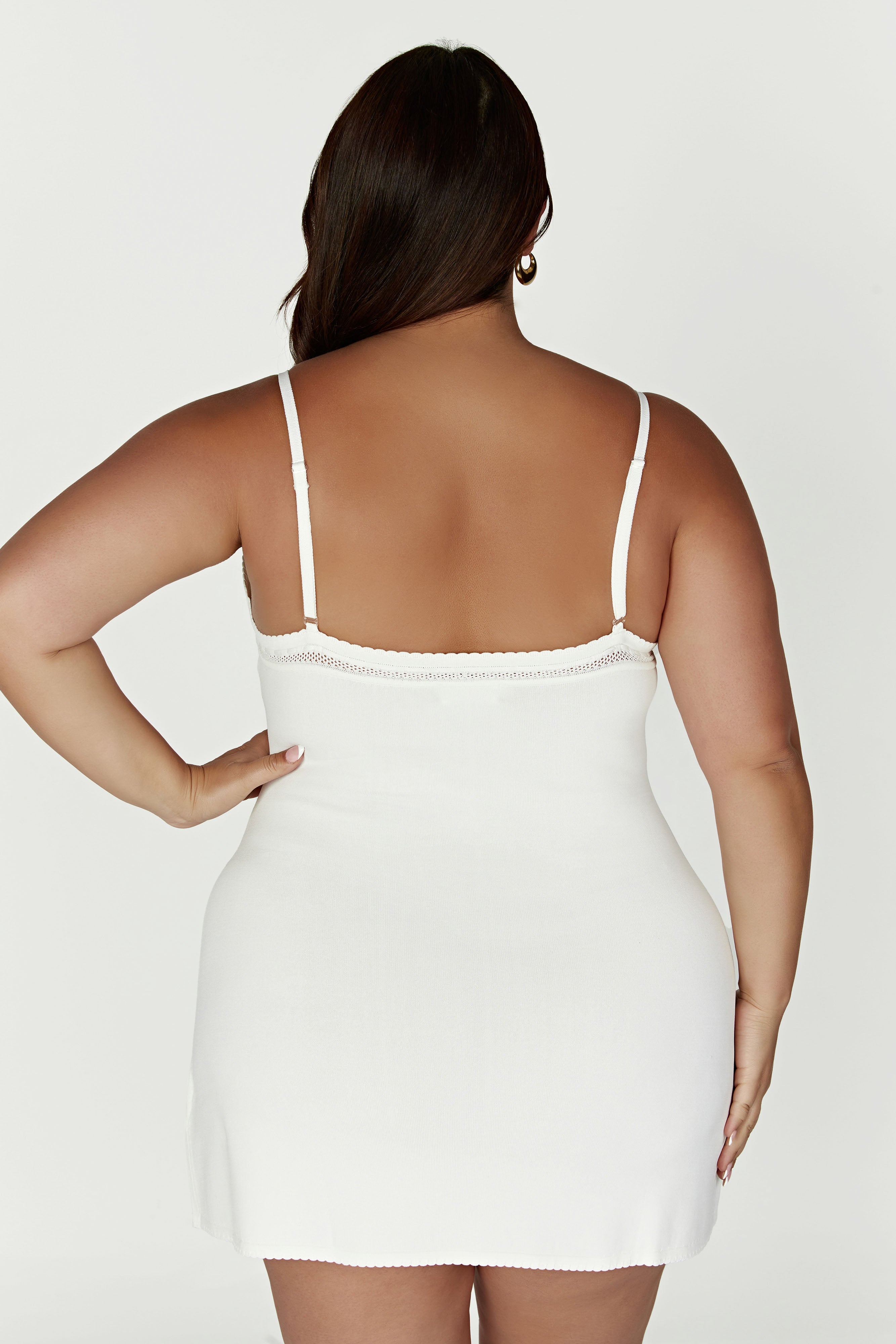 MESHKI Ellis Pointelle Knit Mini Dress - White