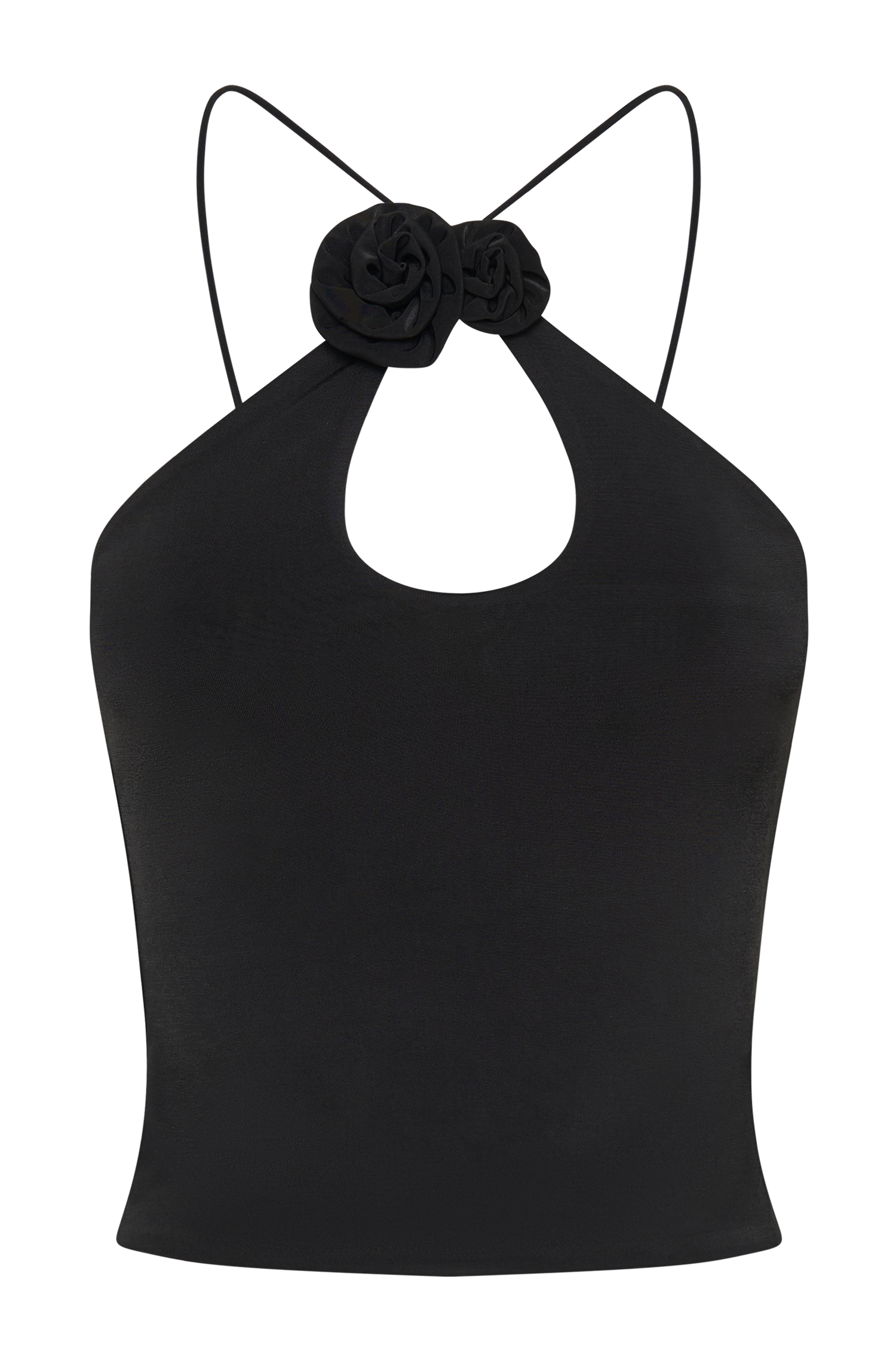 MESHKI Adeline Rose Halter Top - Black