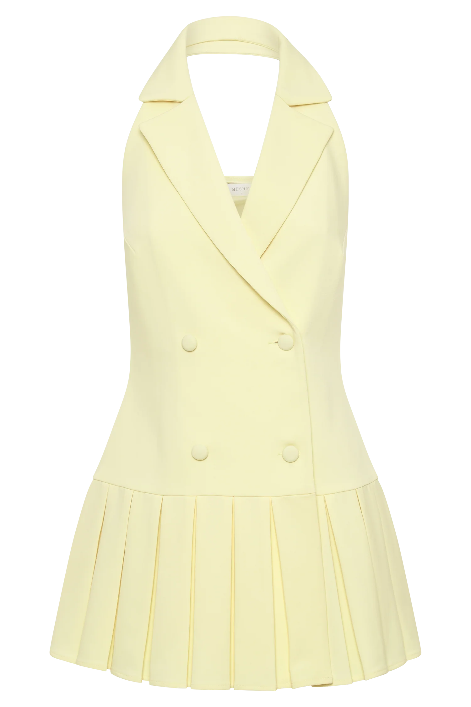 MESHKI Antoinette Pleated Mini Dress - Lemon