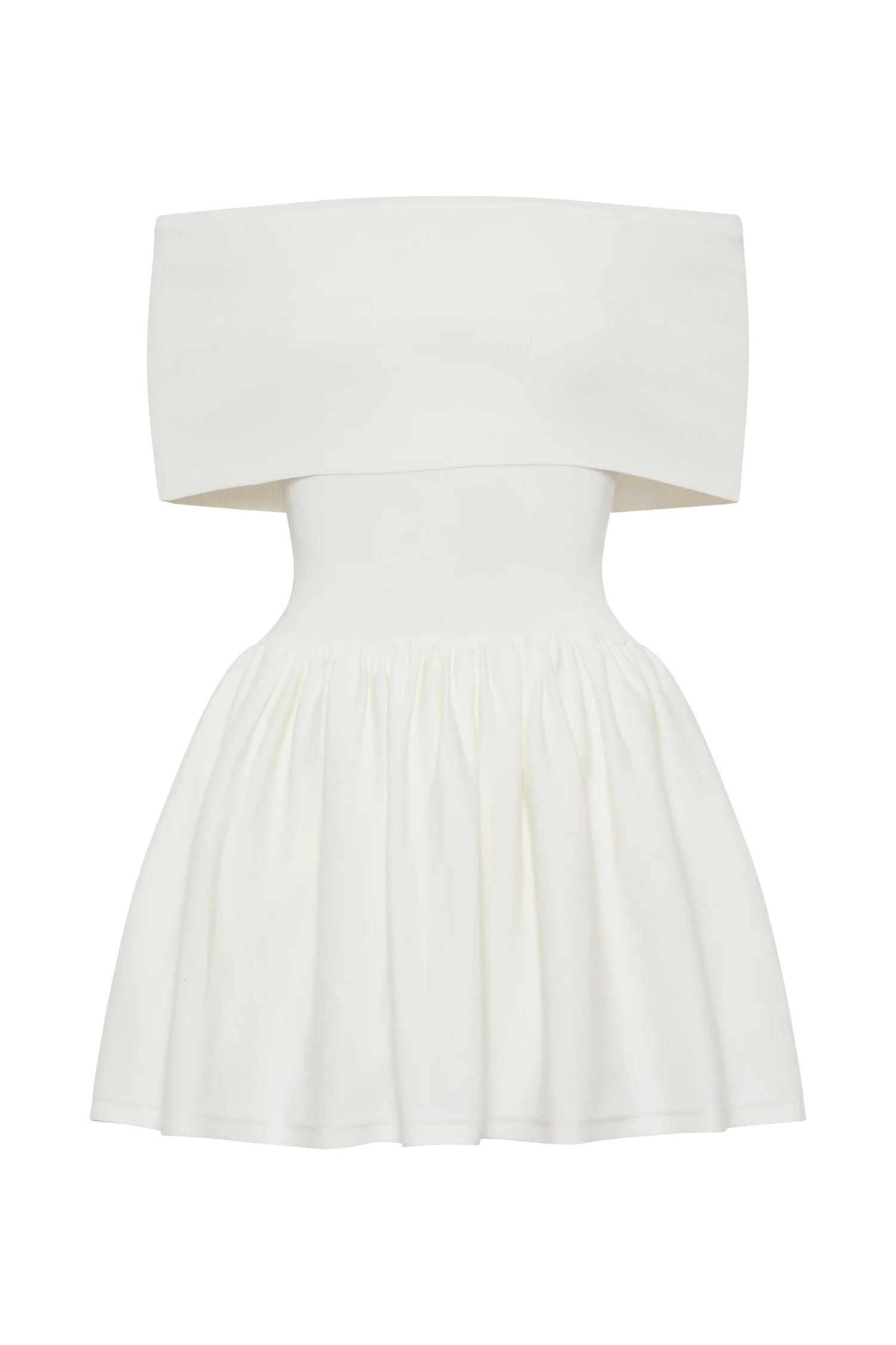 MESHKI Lydia Off Shoulder Knit Mini Dress - White