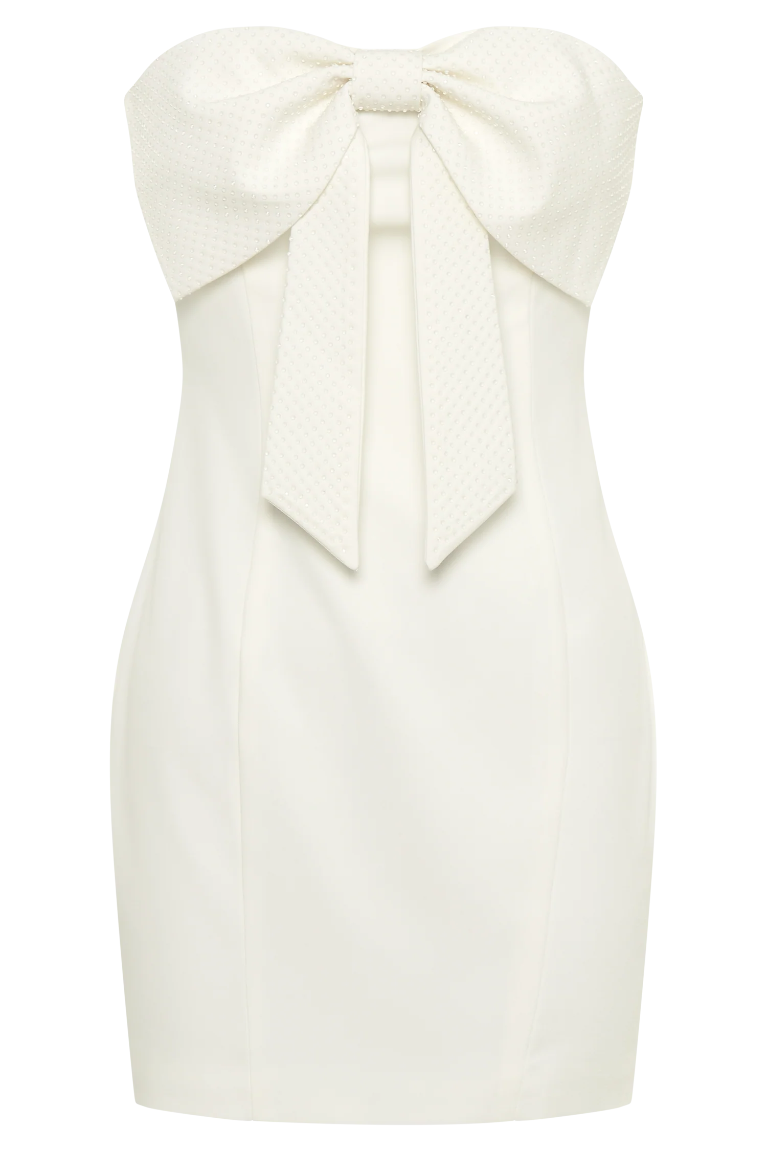 MESHKI Saoirse Strapless Mini Dress With Diamante Bow - White