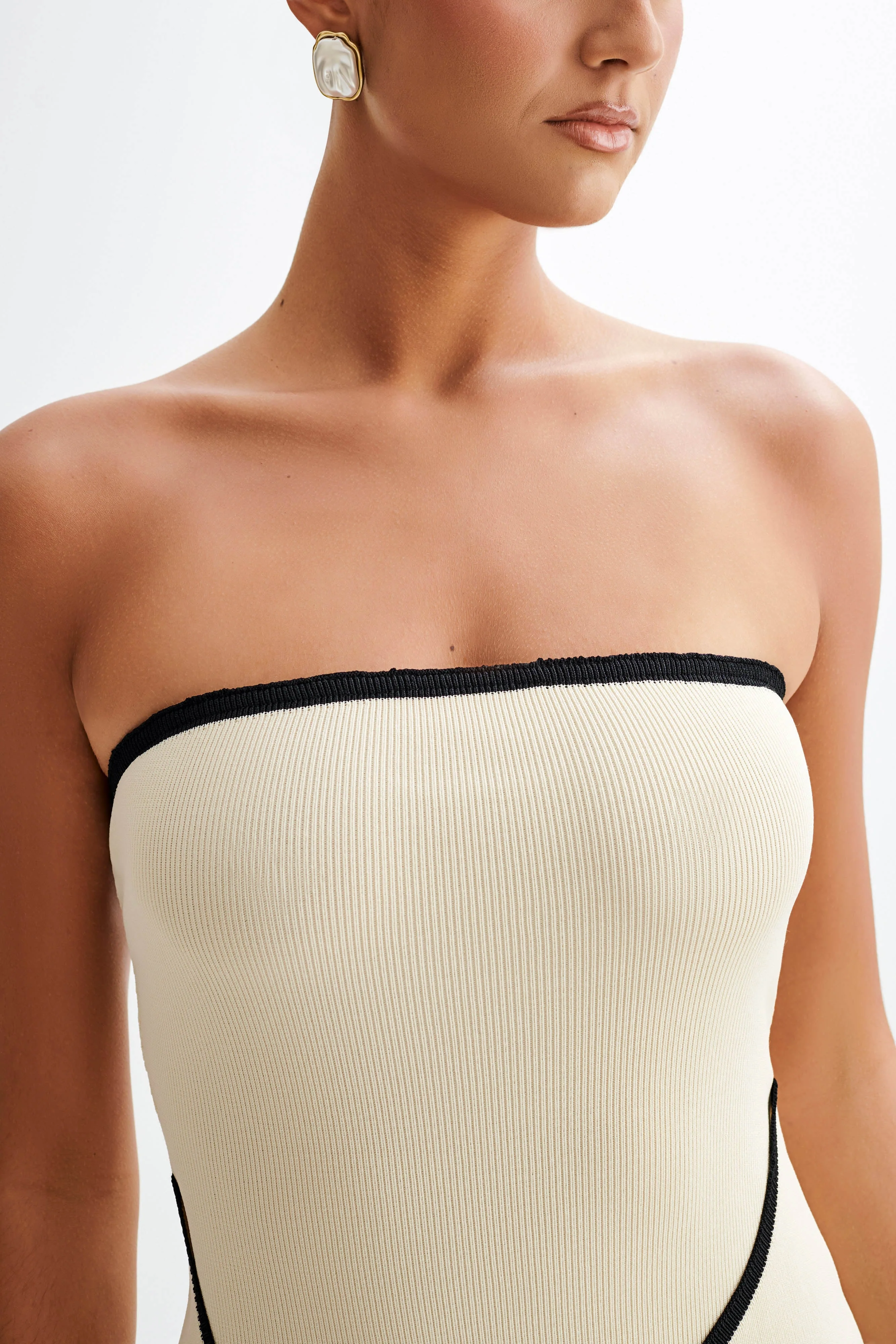 MESHKI Rian Strapless Knit Mini Dress - Cream