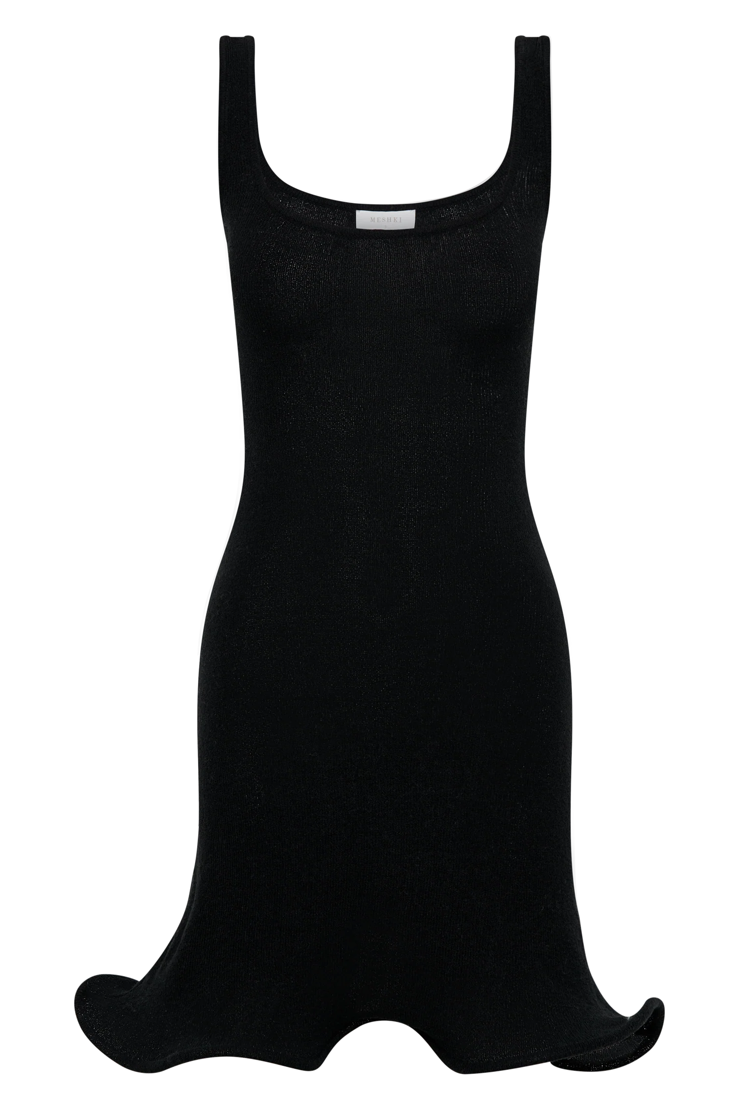 Sandra Square Neck Knit Mini Dress - Black