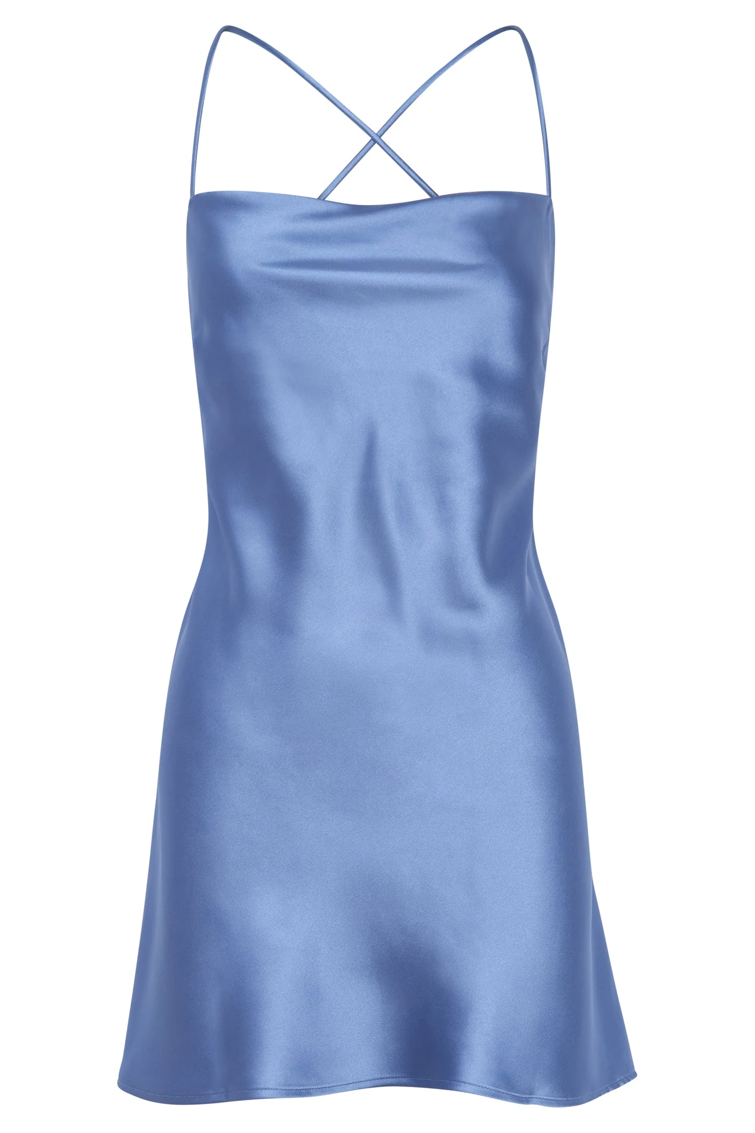 MESHKI Sydney Mini Satin Dress - Powder Blue