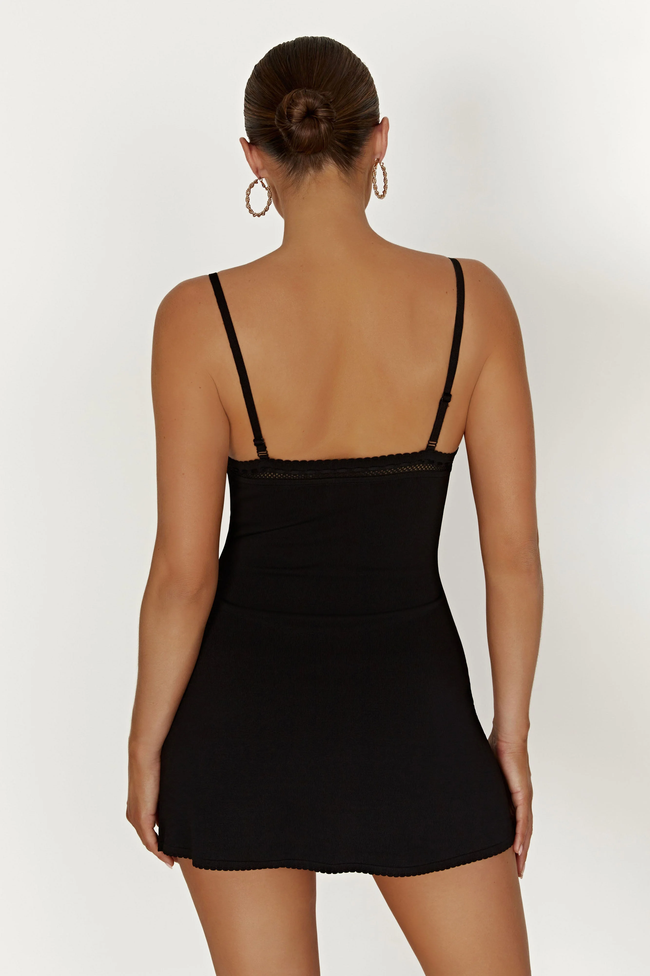 MESHKI Ellis Pointelle Knit Mini Dress - Black