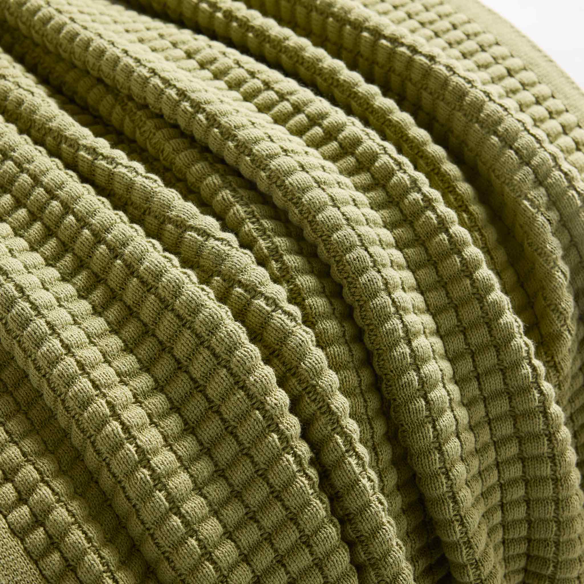 Grid Knit Cotton Throw Blanket