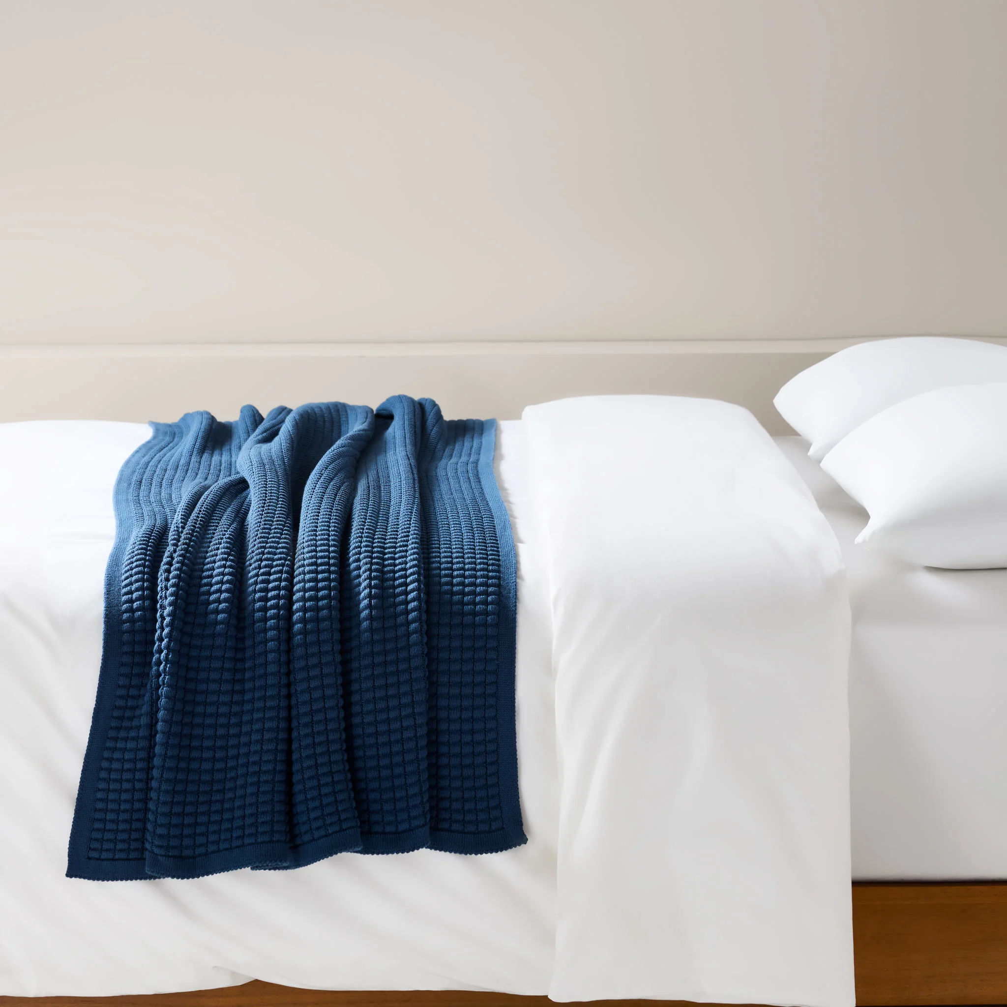 Grid Knit Cotton Throw Blanket