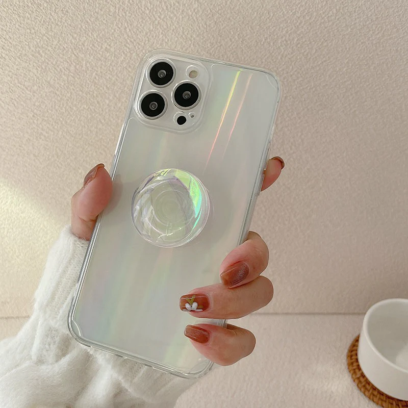 Transparent Aurora Laser Stand iPhone Case