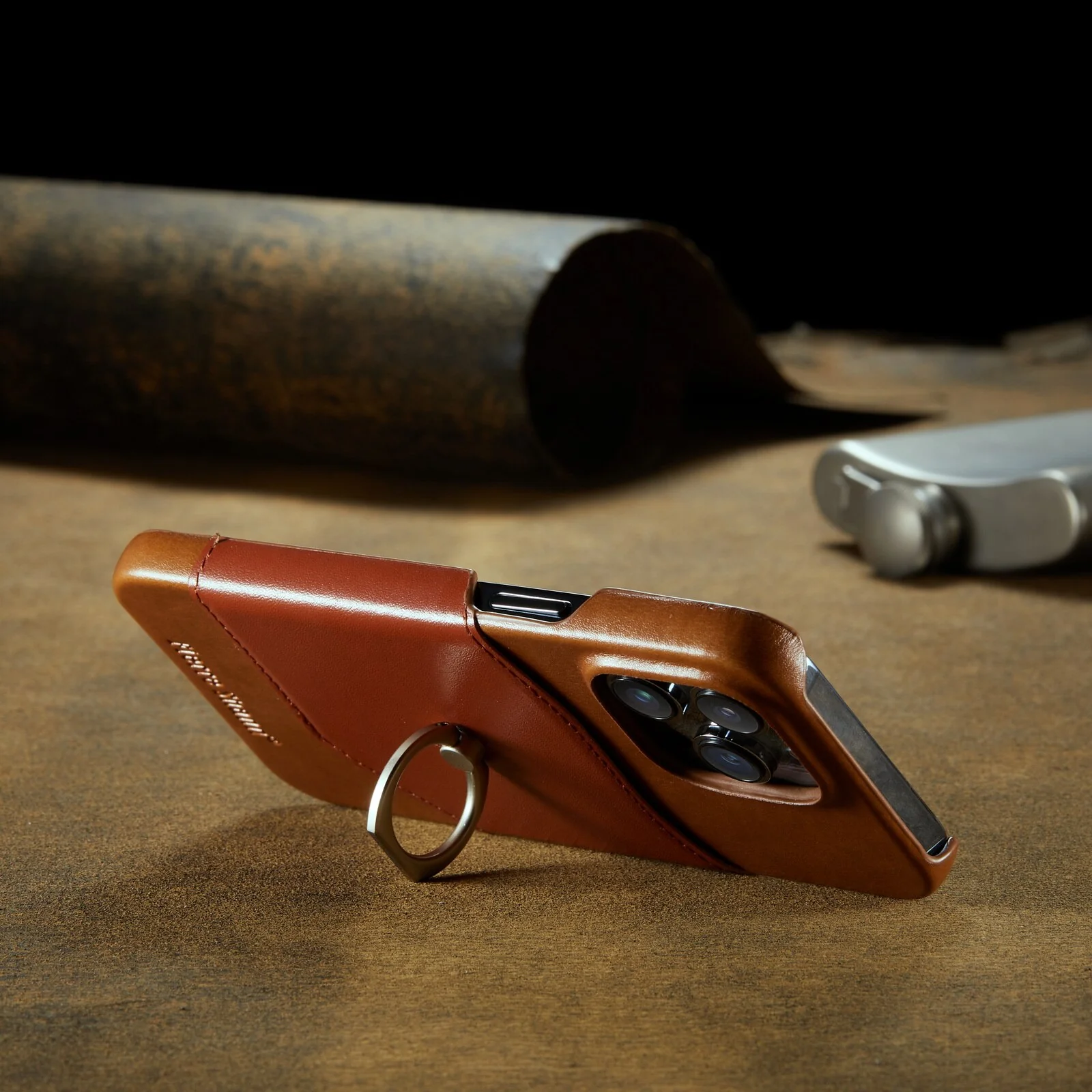 Genuine Leather with Ring Holder iPhone Case