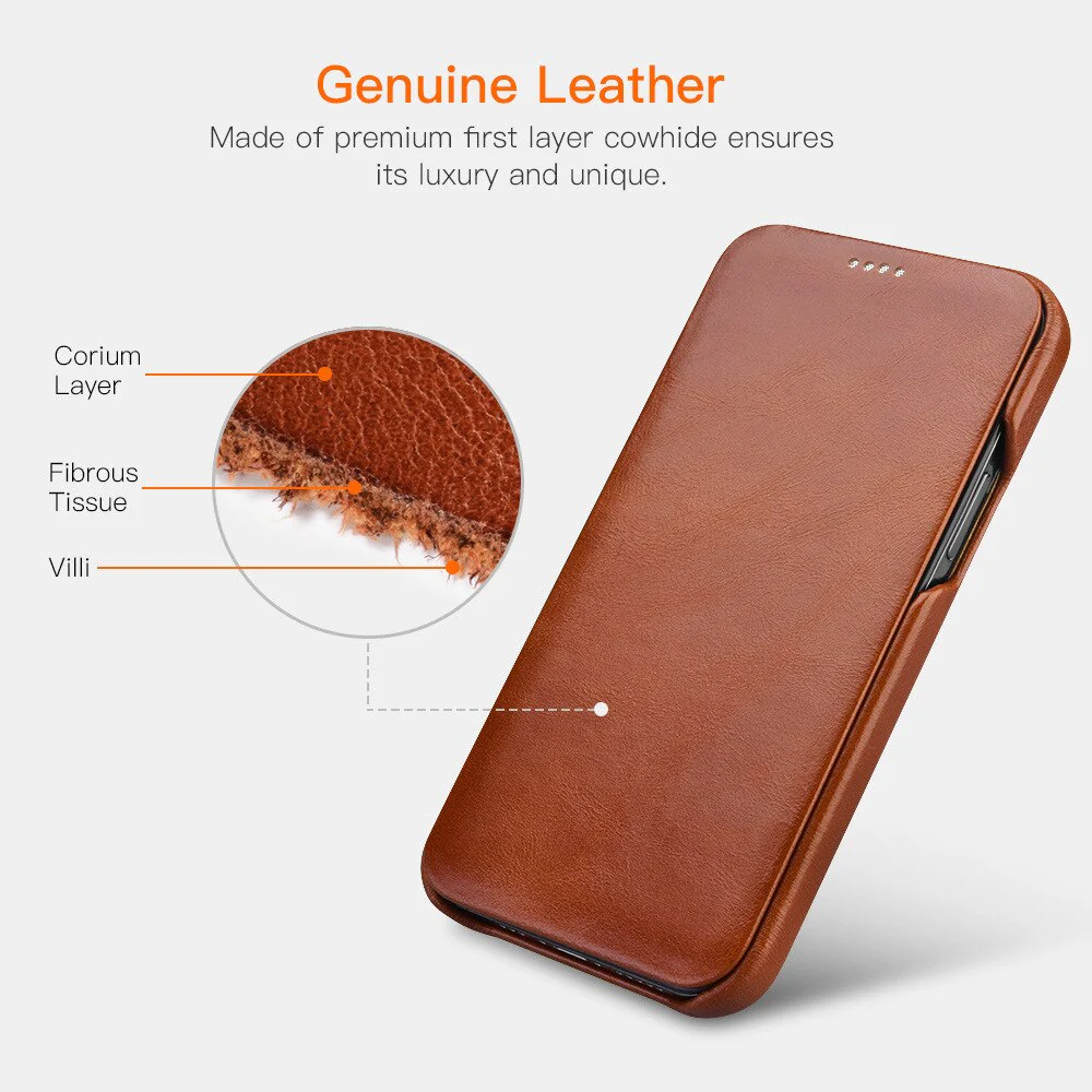 Genuine Leather Magnetic Flip Book iPhone Case