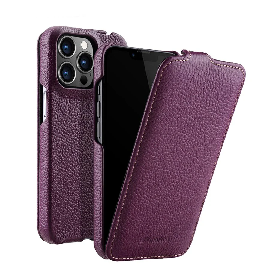 Genuine Leather Vertical Flip iPhone Case