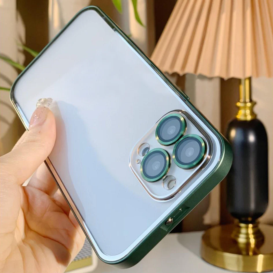 Metal Glitter Transparent iPhone Case With Camera Protector