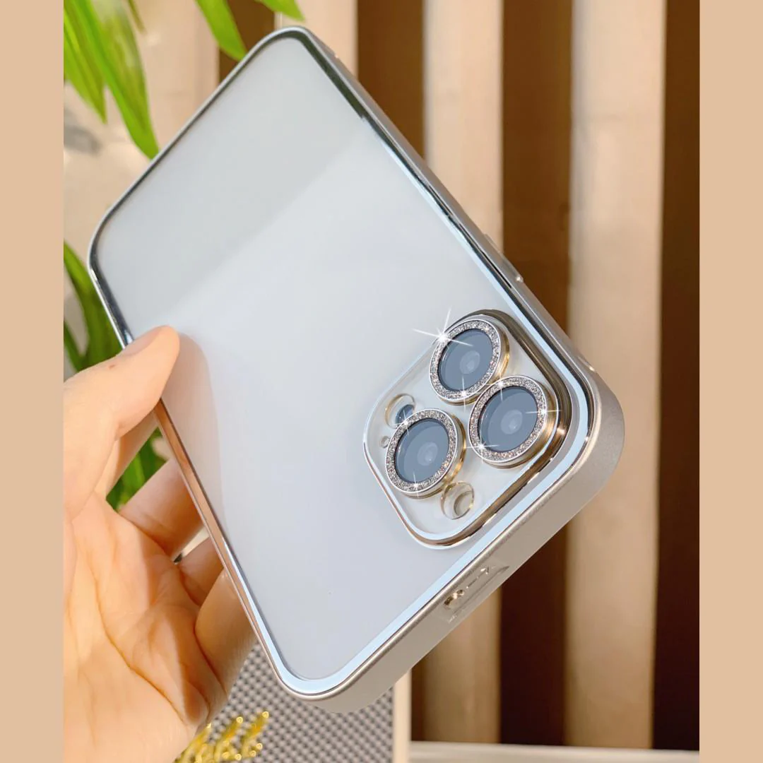 Metal Glitter Transparent iPhone Case With Camera Protector