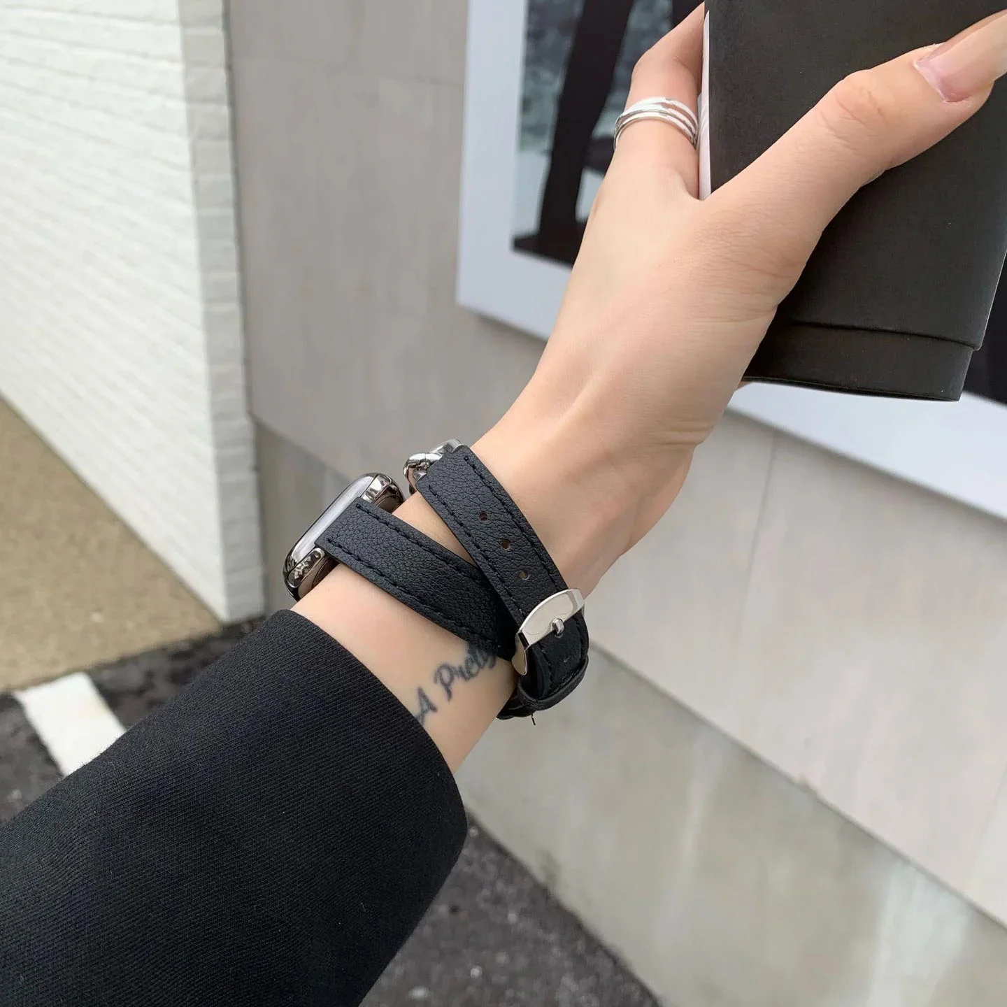 Chain And Leather Band For Apple Watch