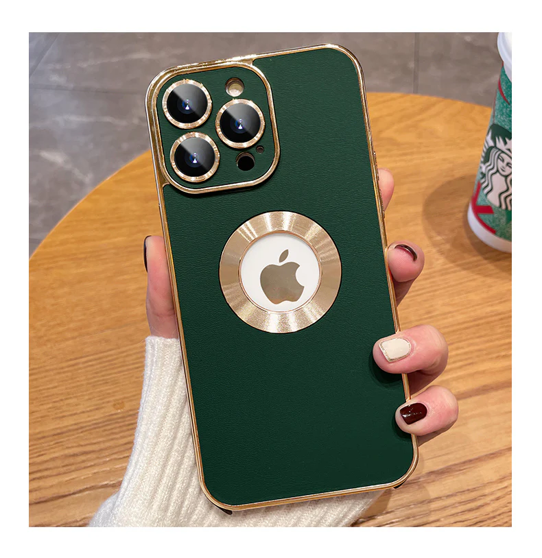 Leather Texture iPhone Case With Camera Protector