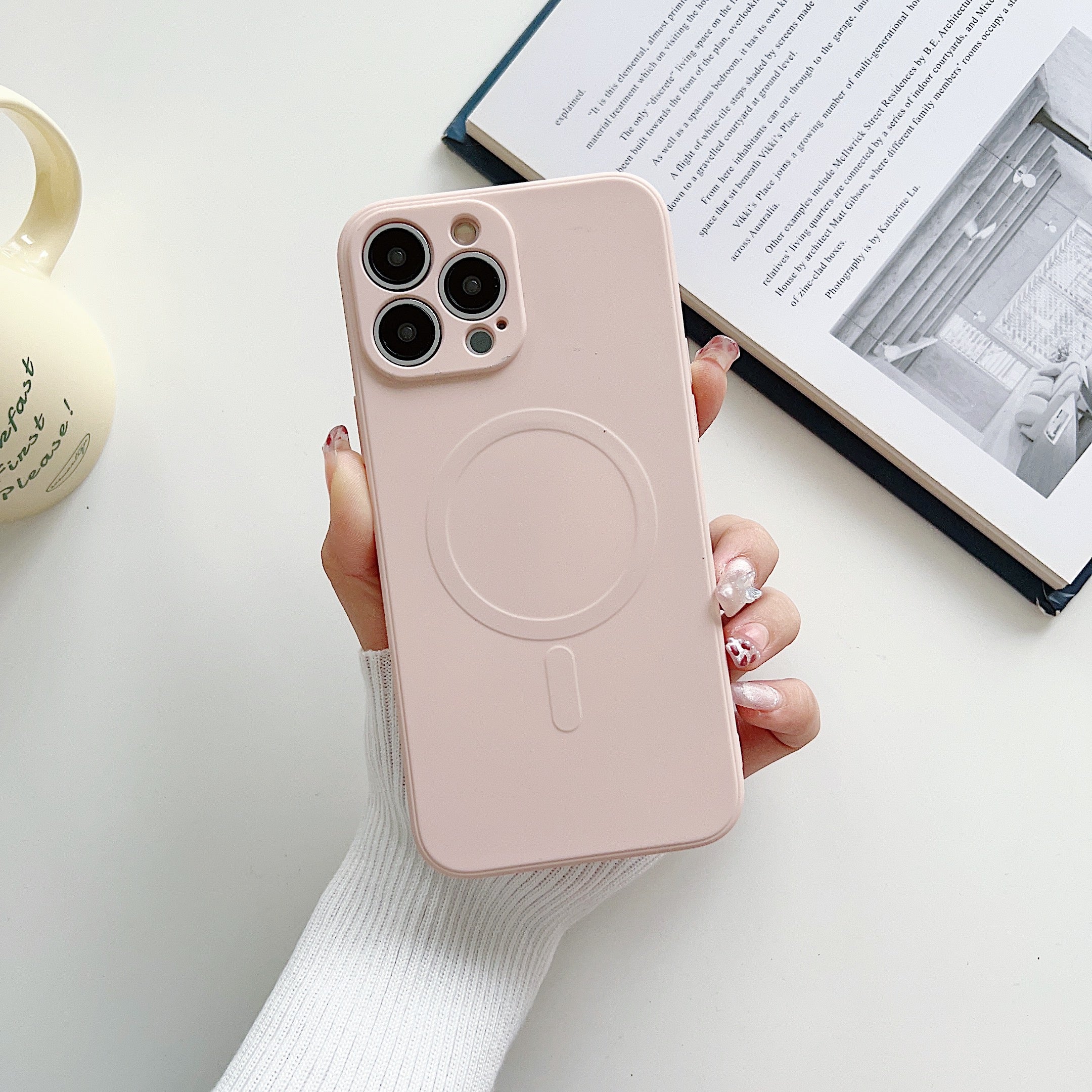 SIMPLE MAGSAFING SILICONE IPHONE CASE WITH CAMERA PROTECTOR