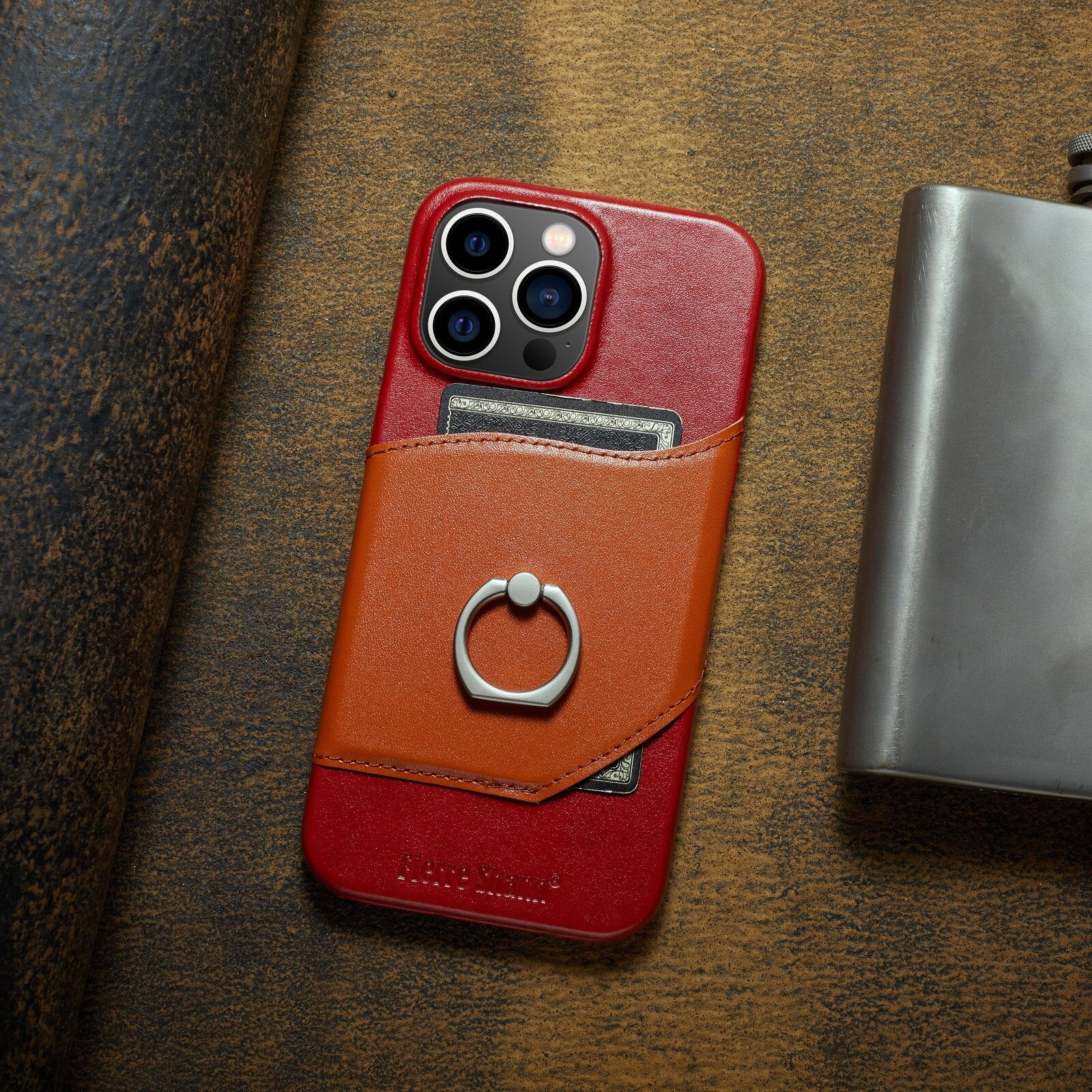 Genuine Leather with Ring Holder iPhone Case