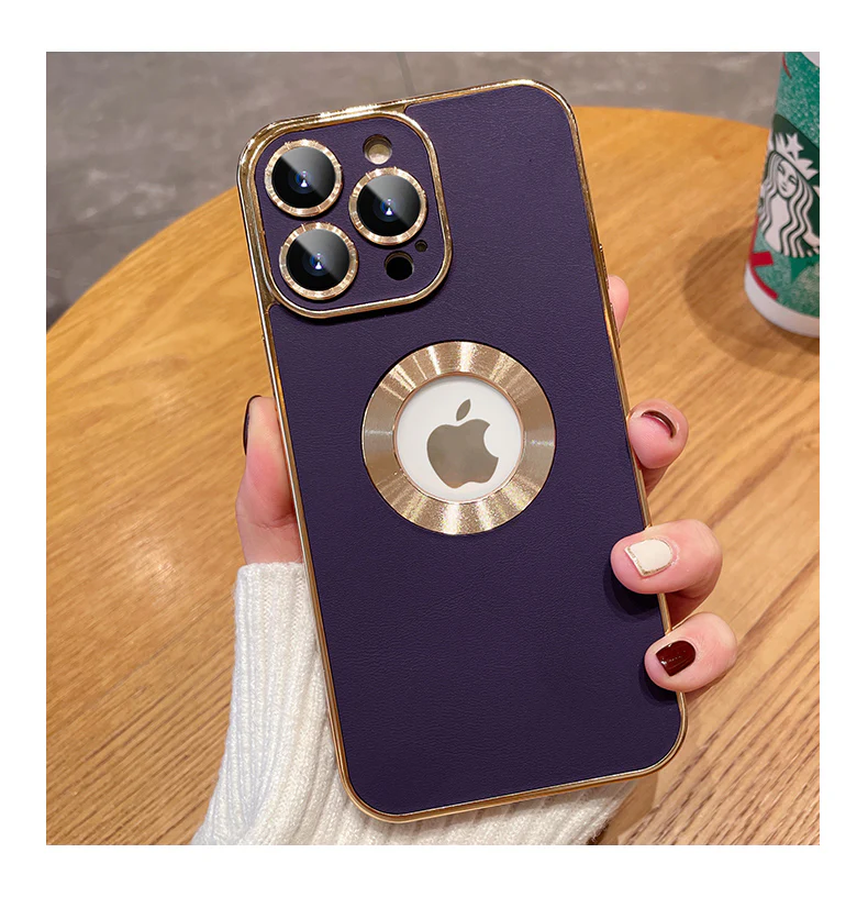 Leather Texture iPhone Case With Camera Protector