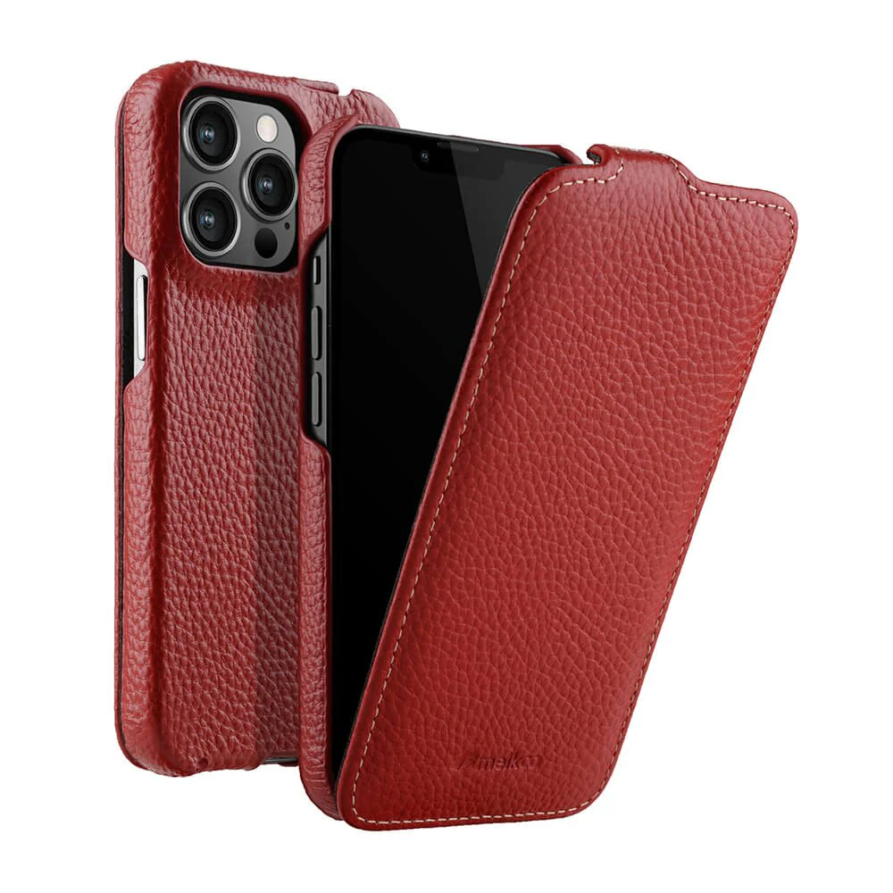 Genuine Leather Vertical Flip iPhone Case